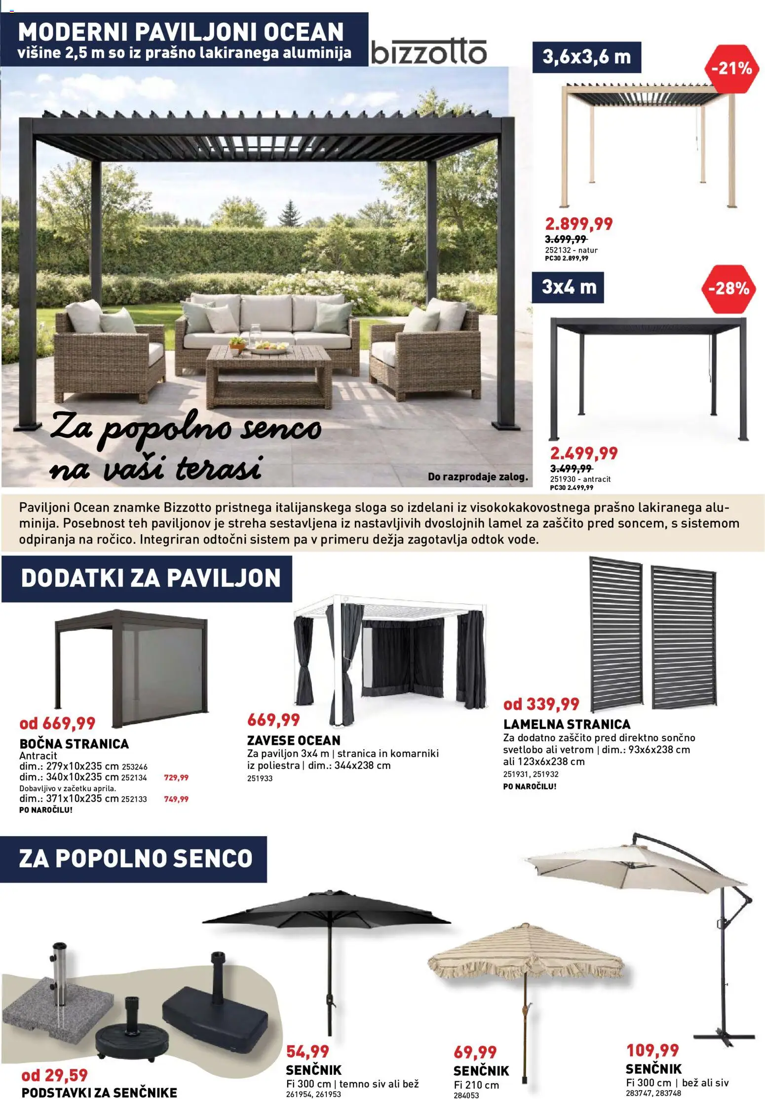 Novi Inpos katalog ponudbe – veljaven od 07.05.2026 | Stran: 11 | Izdelki: Paviljon, Senčnik, Zavese