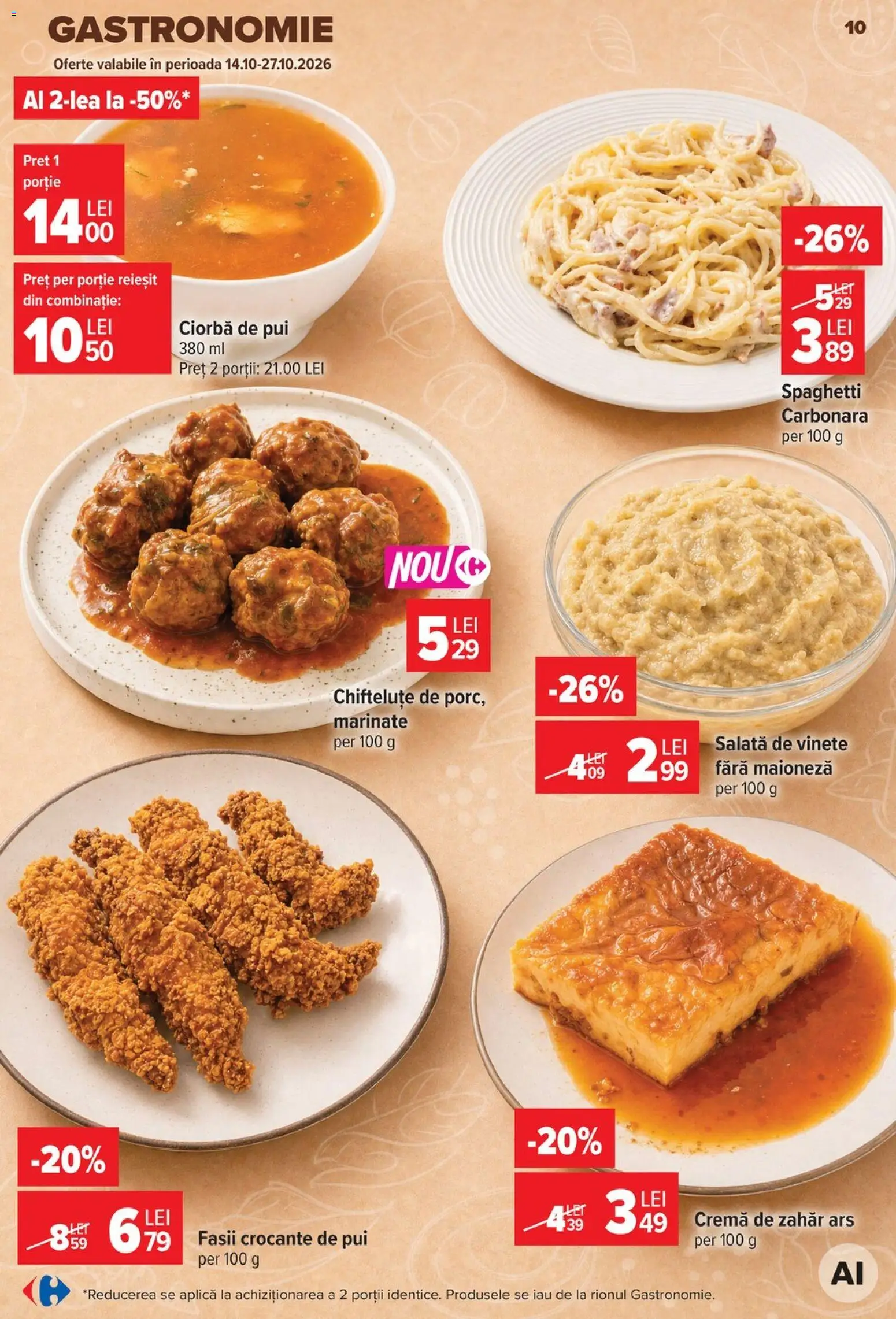 Noul catalog Carrefour – valabil de la 14.10.2026 | Pagină: 10 | Produse: Ciorba, Aplică, Maioneză, Zahăr