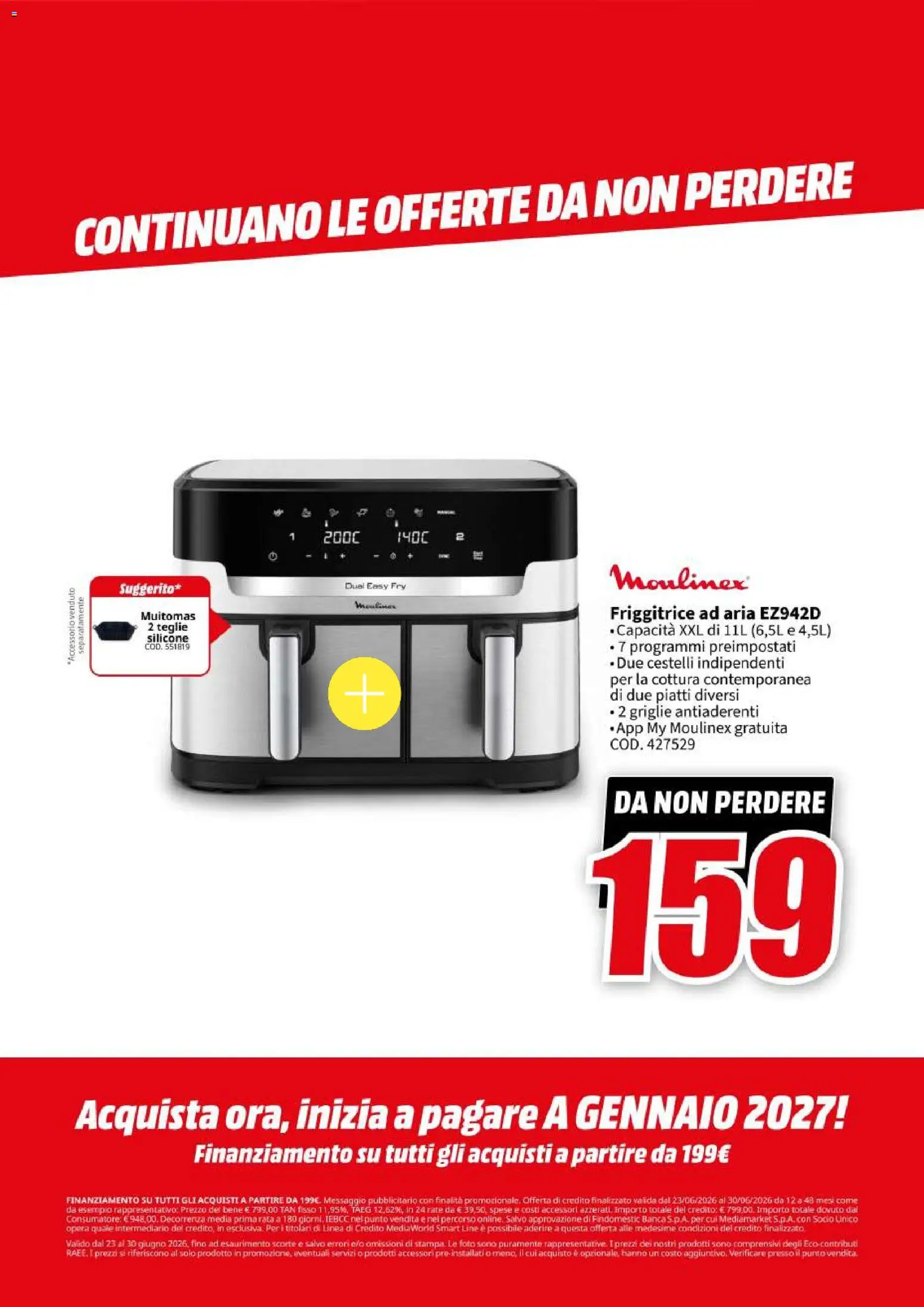 Volantino Media World del 23/06/2026 | Pagina: 65 | Prodotti: Friggitrice ad aria, Silicone, Friggitrice