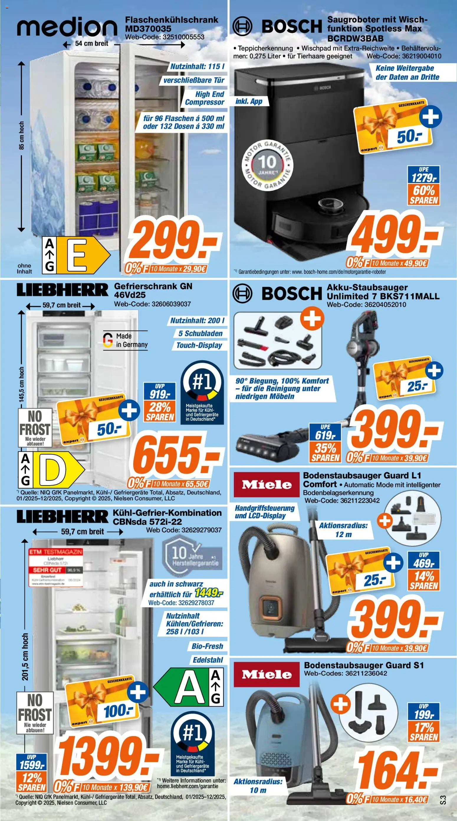Expert Prospekt Giessen – gültig ab 21.08.2026 | Seite: 3 | Produkte: Miele, Bosch, Gefrierschrank, Tür