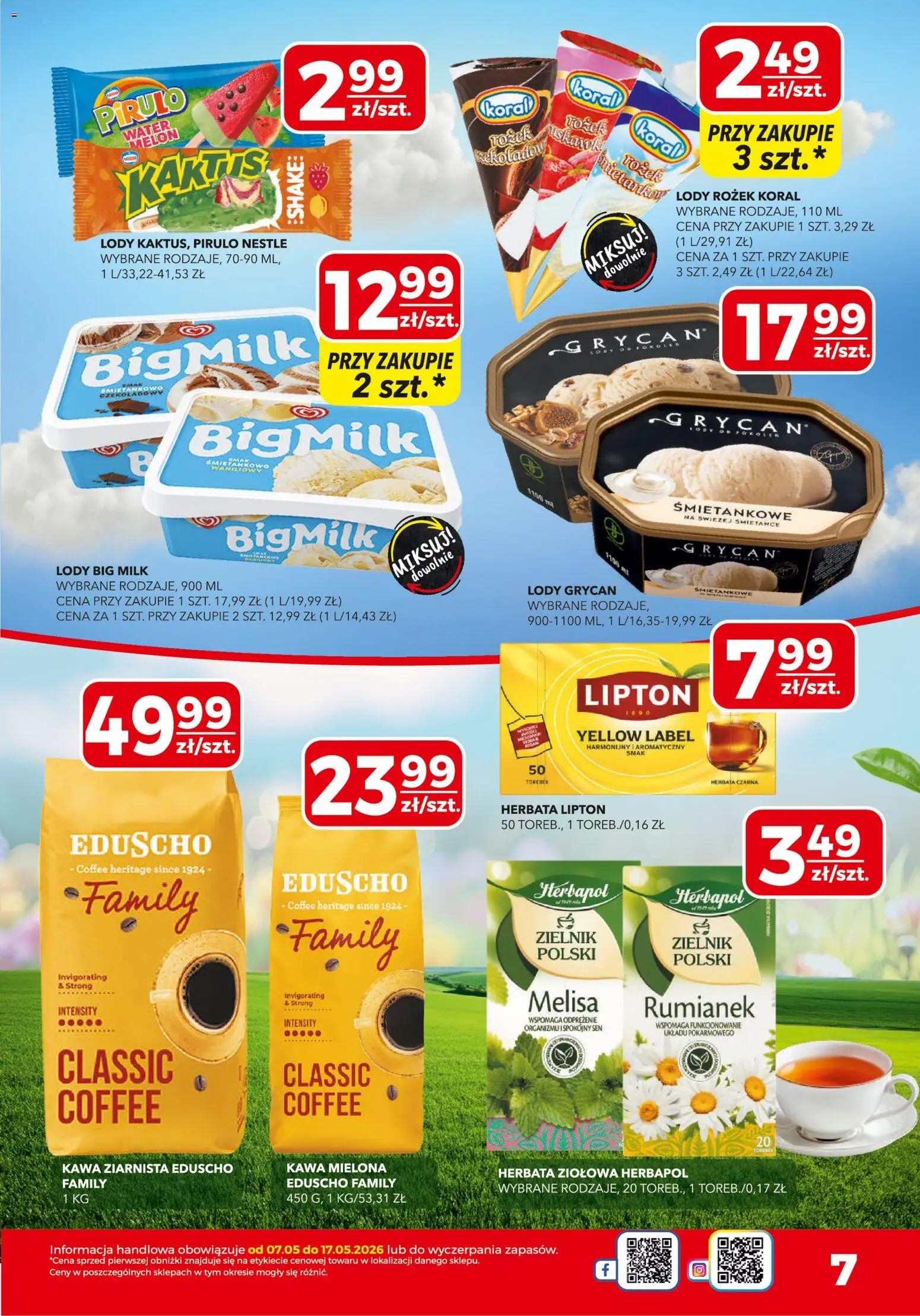 Top Market gazetka od 07.05.2026 | Strona: 7 | Produkty: Big Milk, Kawa, Herbata, Lody