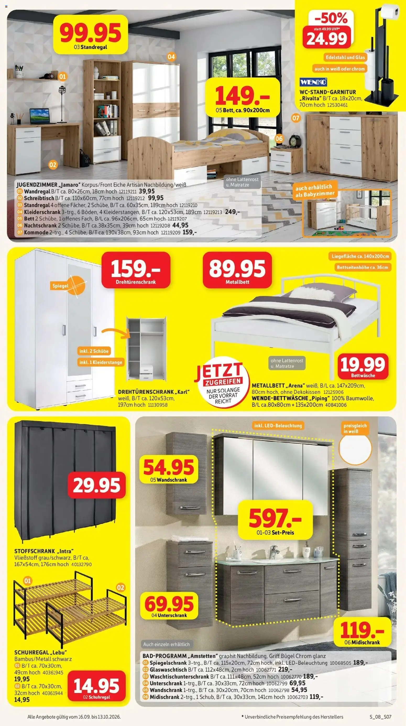 Sconto Aktueller Prospekt (ab 16.09.2026) zum Blättern | Seite: 7 | Produkte: Matratze, Bettwäsche, Spiegel, Spiegelschrank