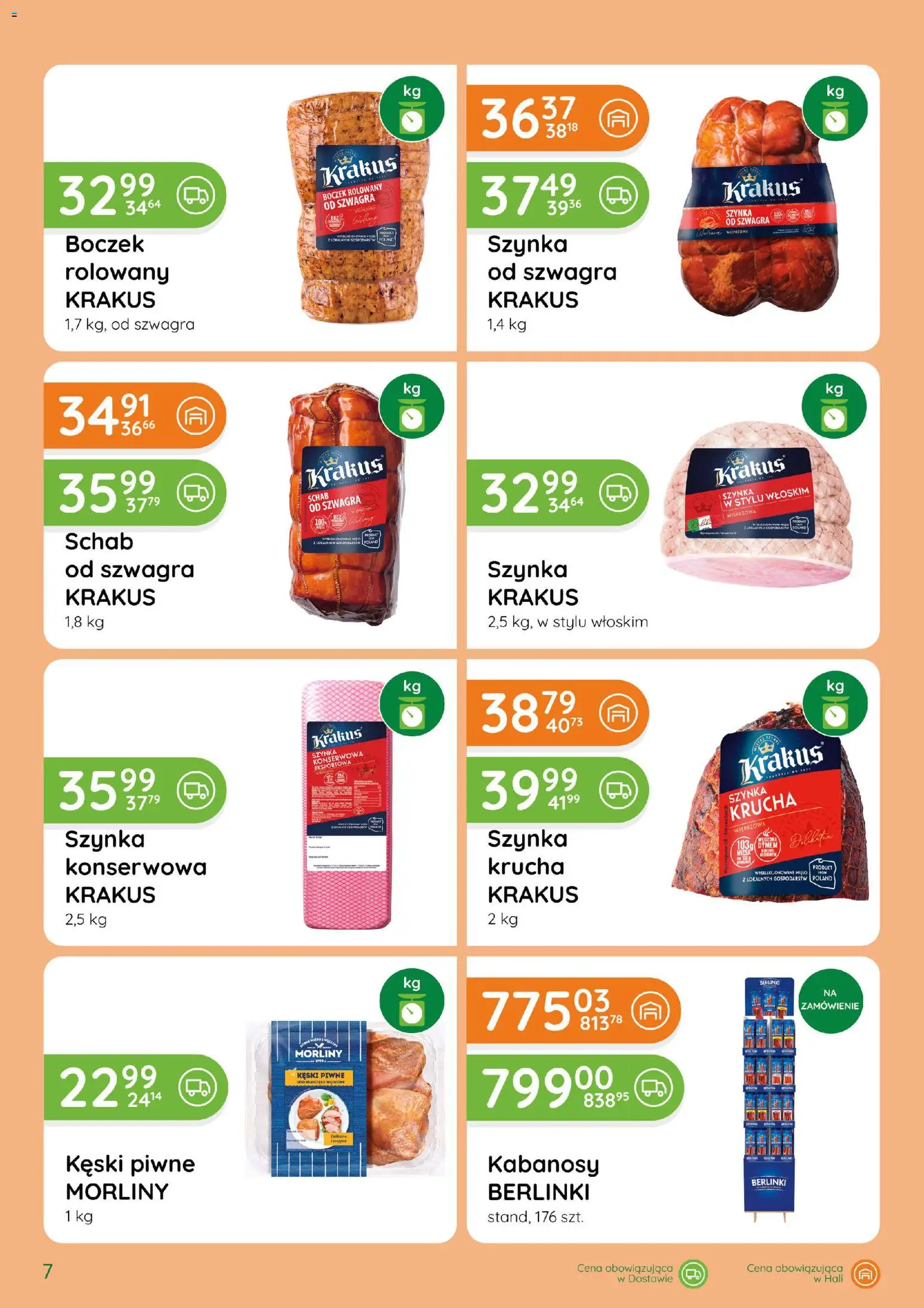 Eurocash gazetka - Katalog Wędlin od 03.09.2026 | Strona: 7 | Produkty: Mięso, Szynka wieprzowa, Szynka krakus, Berlinki
