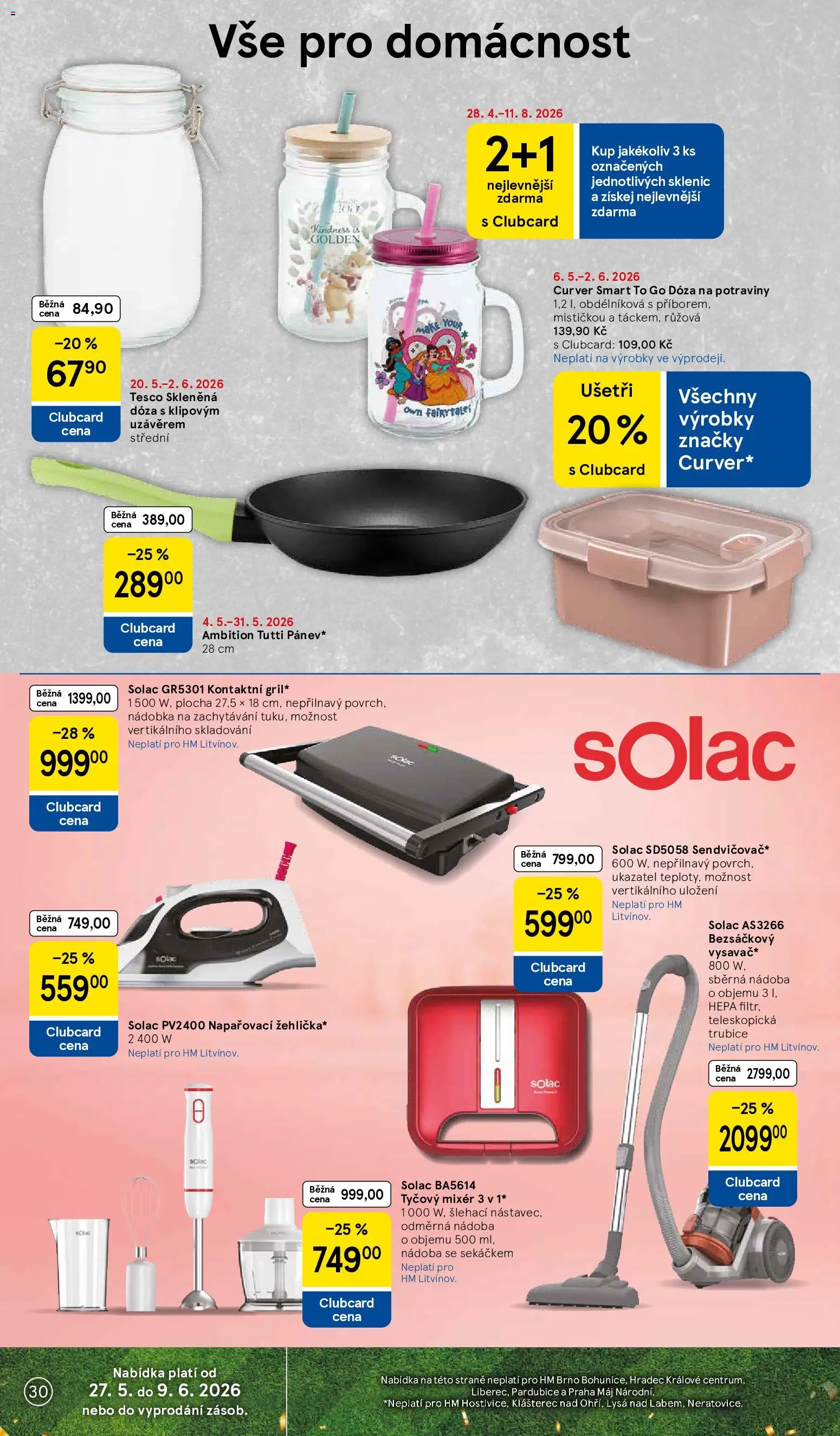 Tesco leták - Hypermarket od 27.05.2026 | Strana: 30 | Produkty: Tyčový mixér, Pánev, Dóza, Skleněná dóza