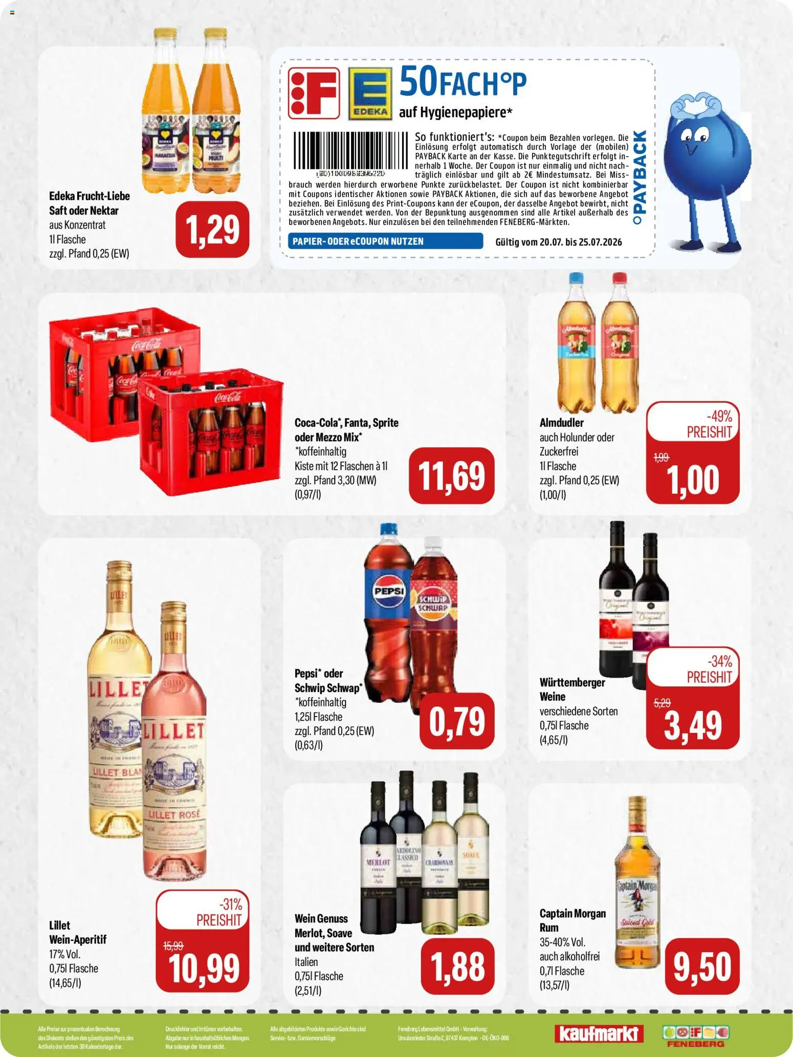 Feneberg Angebote – gültig ab 23.07.2026 | Seite: 16 | Produkte: Sprite, Merlot, Lillet, Wein