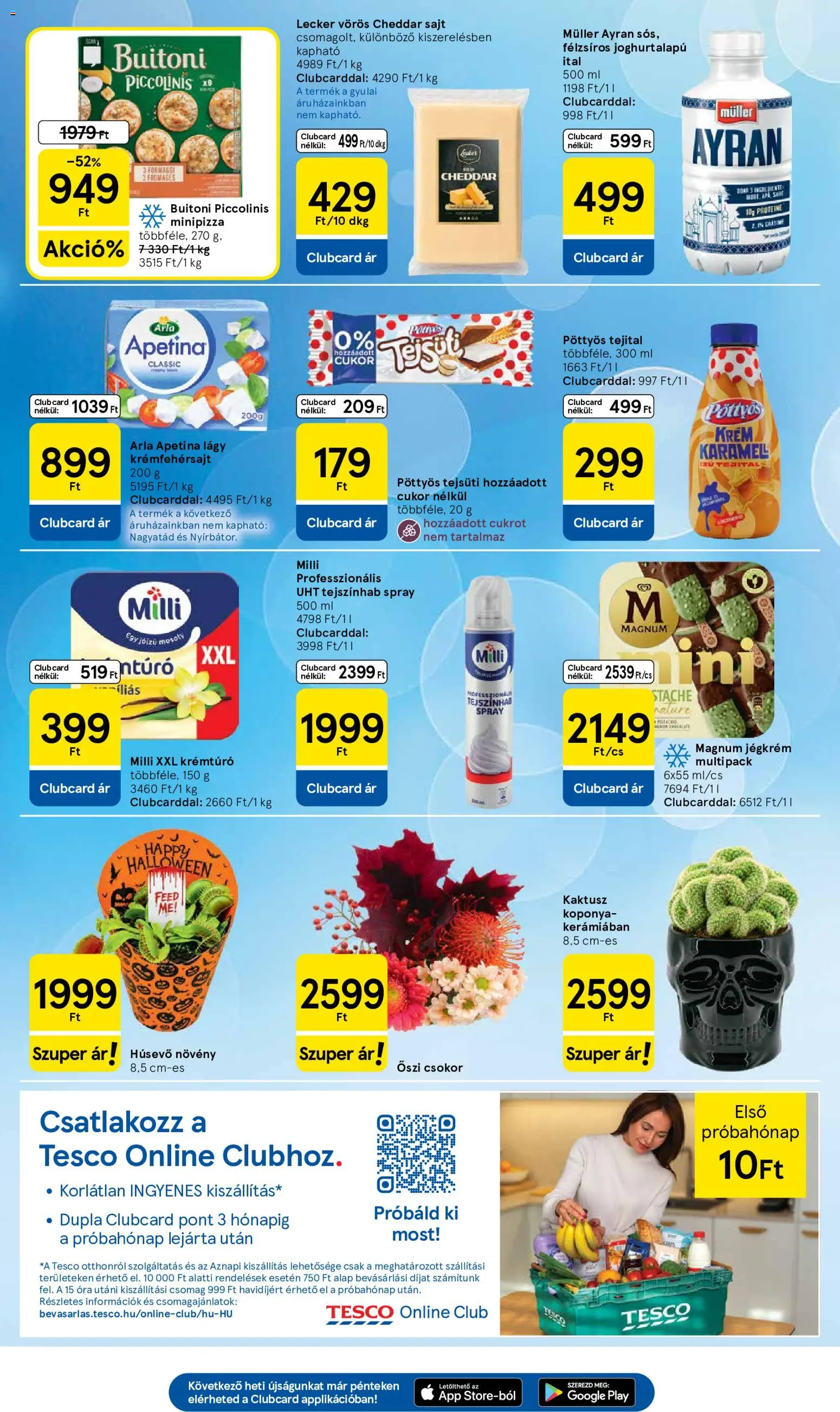 Tesco akciós ujság - amely érvényes a következő dátumtól: 2026.10.01. | Oldal: 5 | Termékek: Ayran, Tejszínhab spray, Cheddar, Cukor