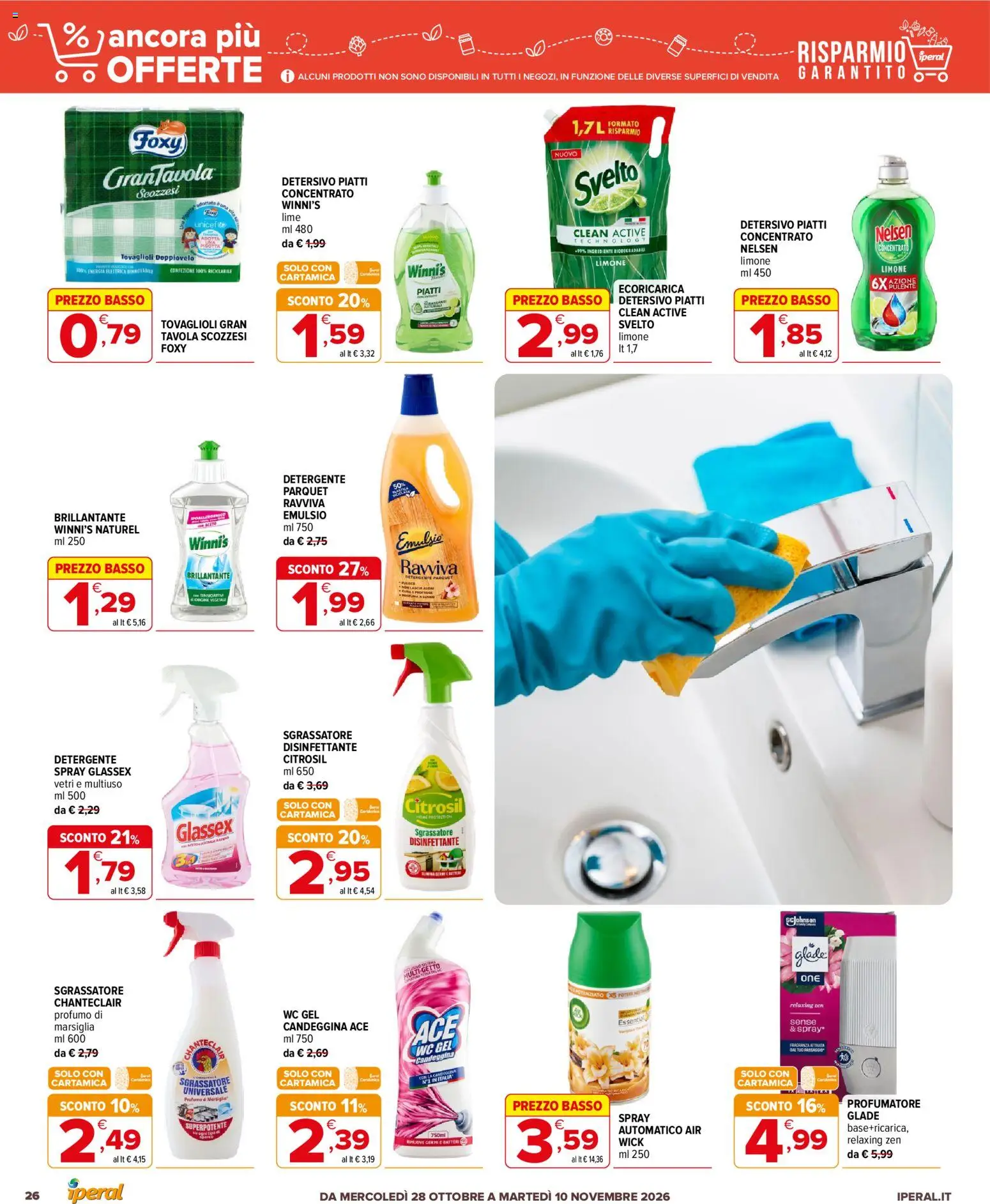 Volantino Iperal del 28/10/2026 | Pagina: 26 | Prodotti: Candeggina, Ingredienti, Basso, Profumo
