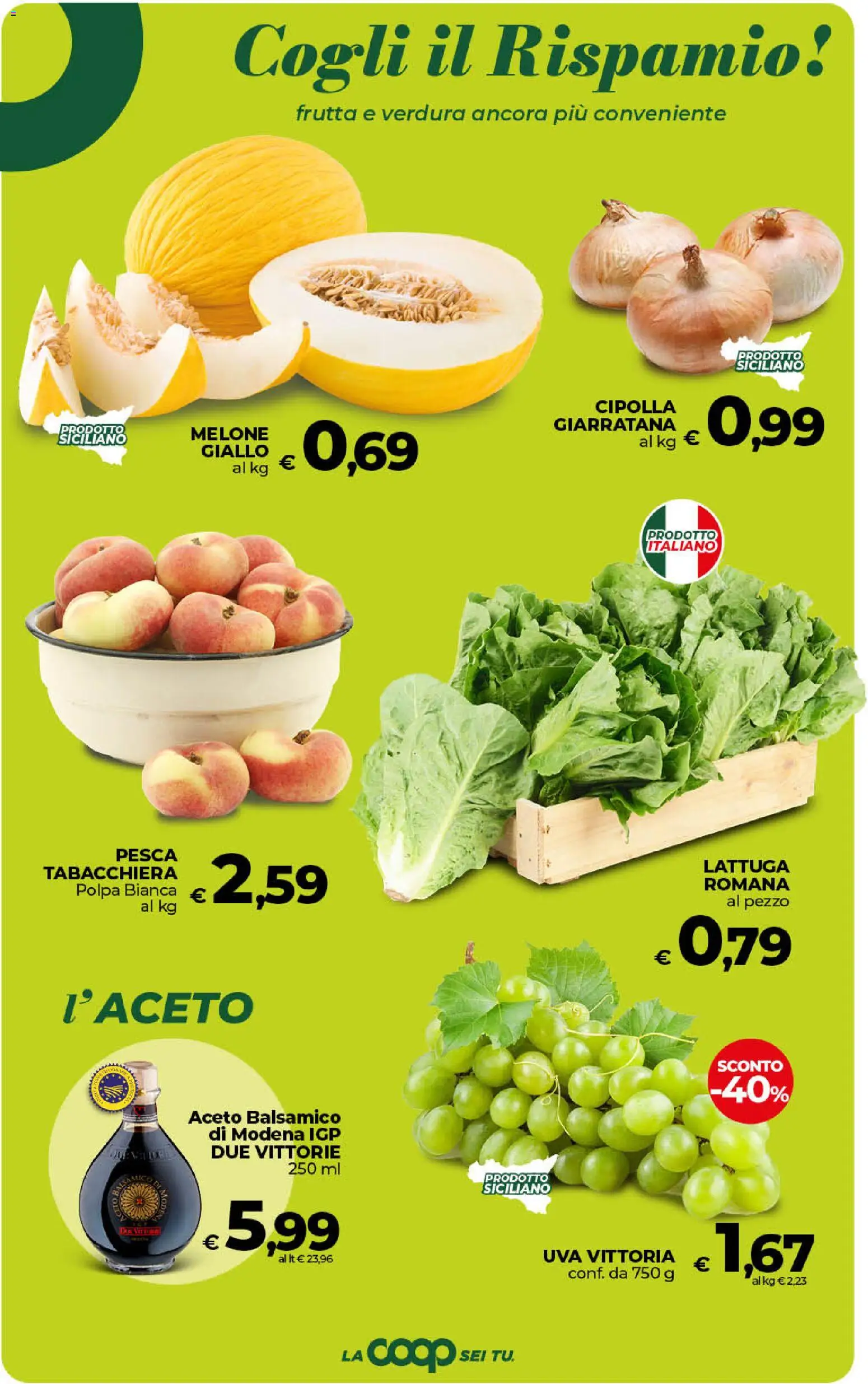Volantino COOP del 11/08/2026 | Pagina: 19 | Prodotti: Pesca, Cipolla, Uva, Aceto