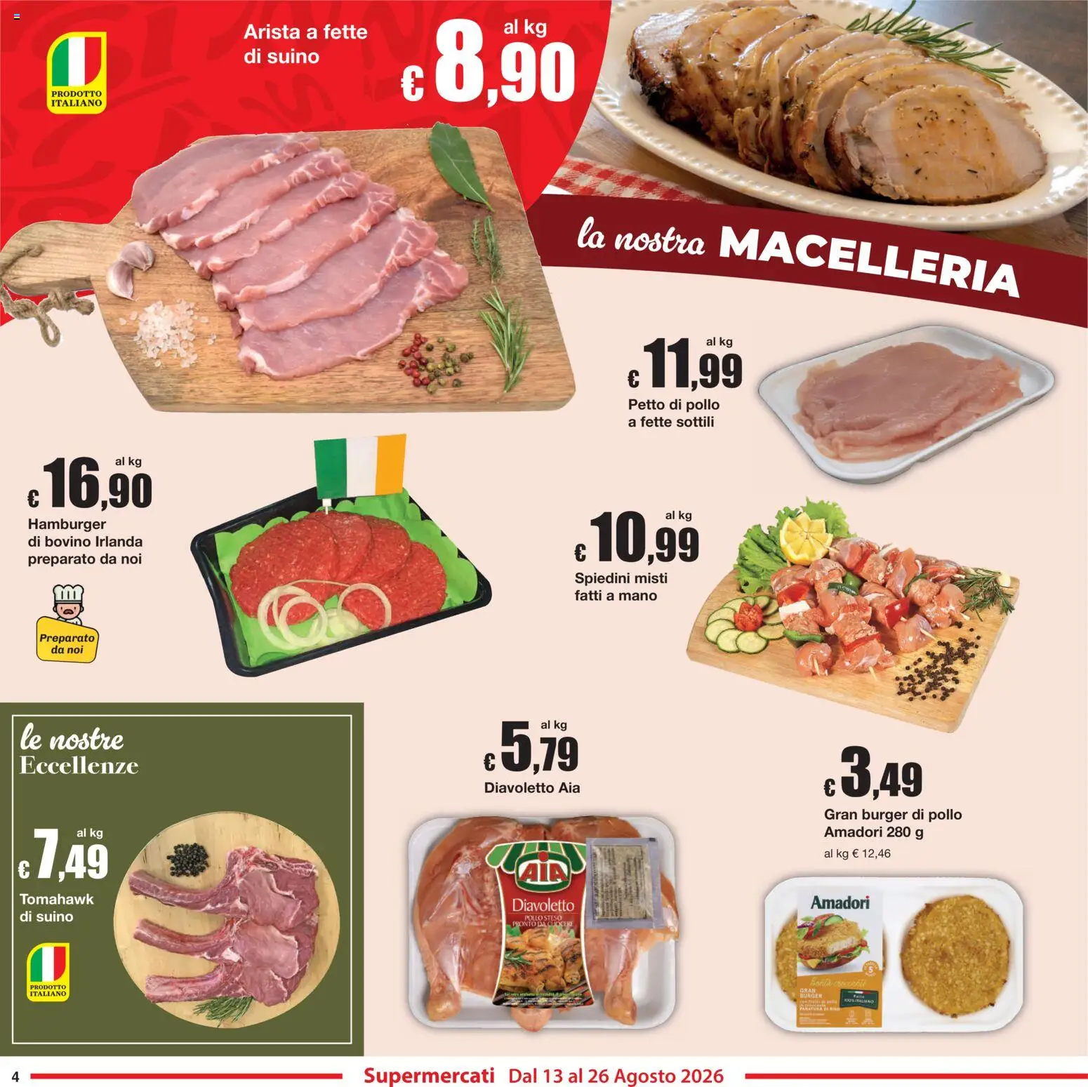 Volantino Sì con Te del 13/08/2026 | Pagina: 4 | Prodotti: Bovino, Petto di Pollo, Pollo, Spiedini