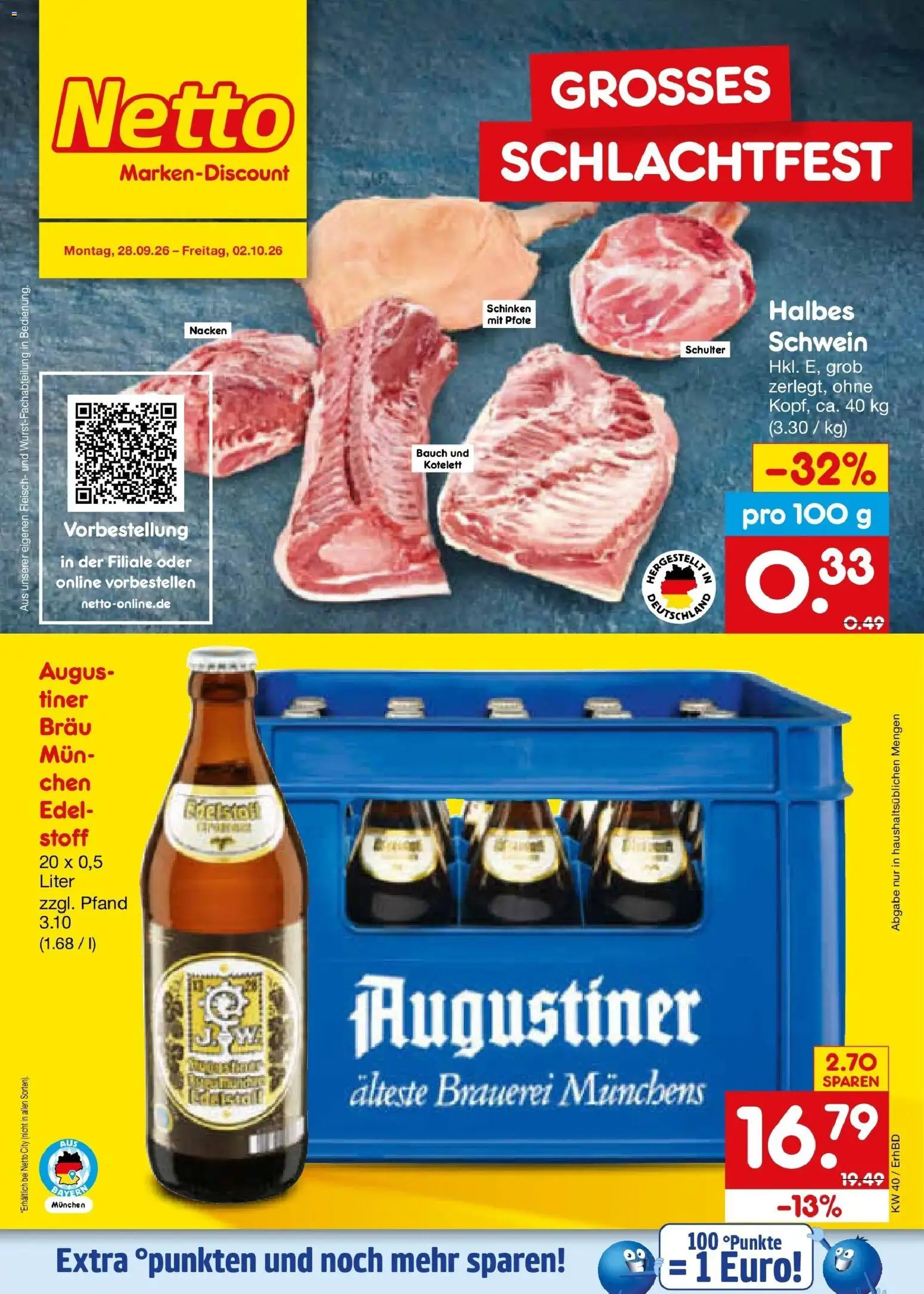 Netto Marken-Discount Prospekt Ergolding – gültig ab 28.09.2026 | Seite: 44 | Produkte: Schulter, Schinken, Fleisch
