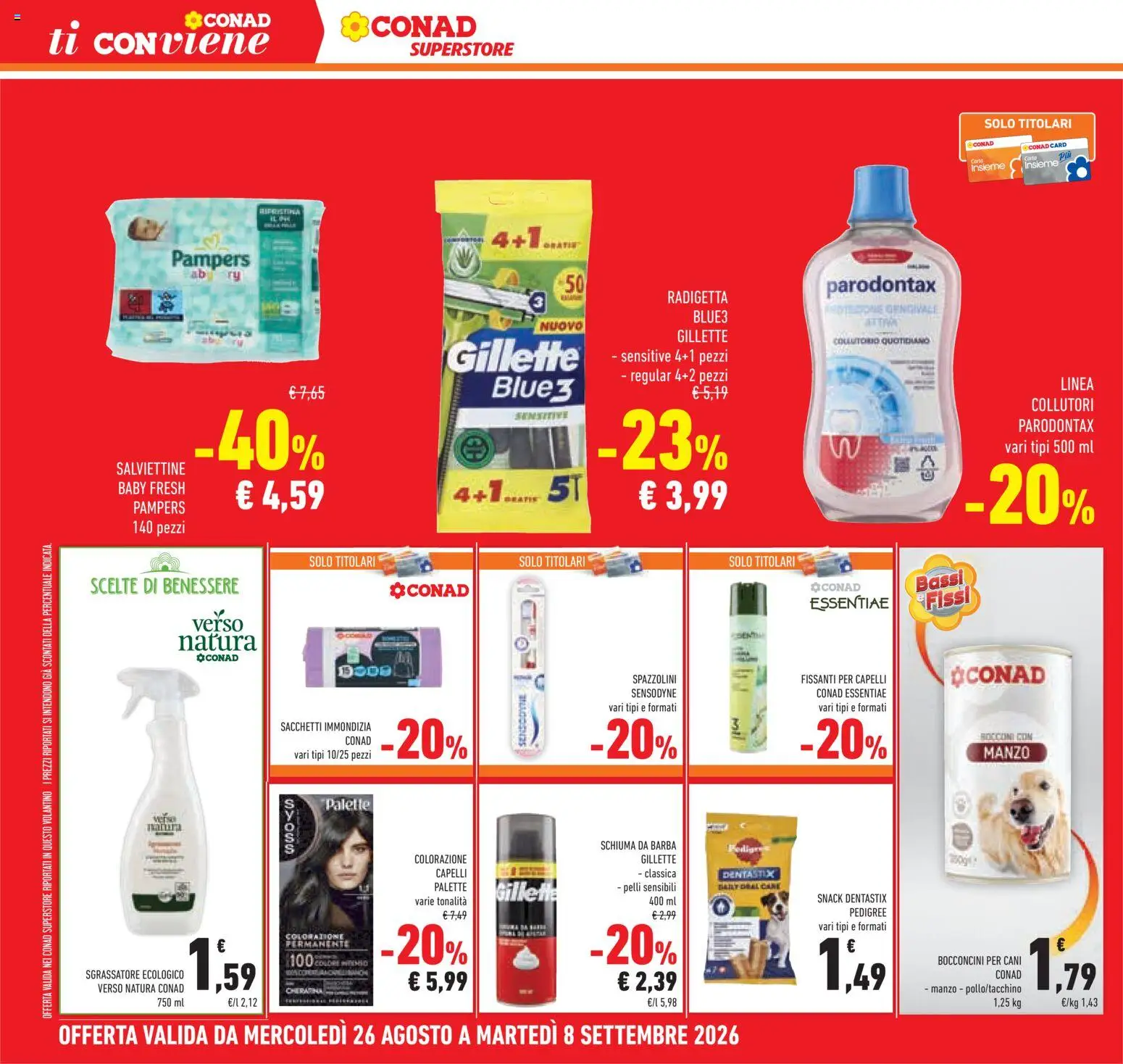 Volantino Conad del 26/08/2026 | Pagina: 36 | Prodotti: Schiuma, Schiuma da barba, Colorazione capelli, Manzo