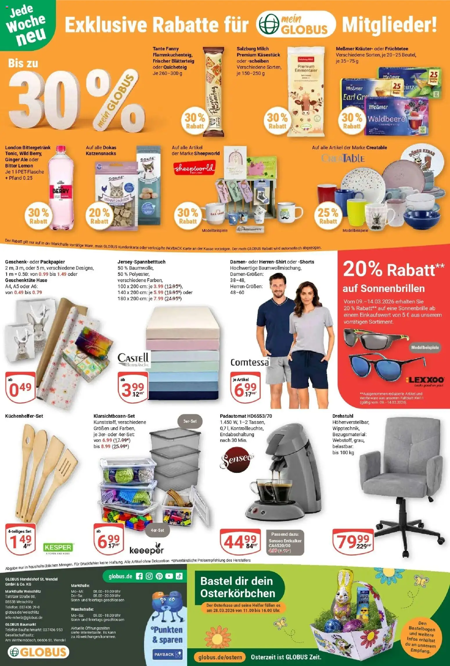 Globus prospekt Weischlitz	 – gültig ab 09.03.2026 | Seite: 30 | Produkte: Senseo, Messmer, Telefon, Uhr