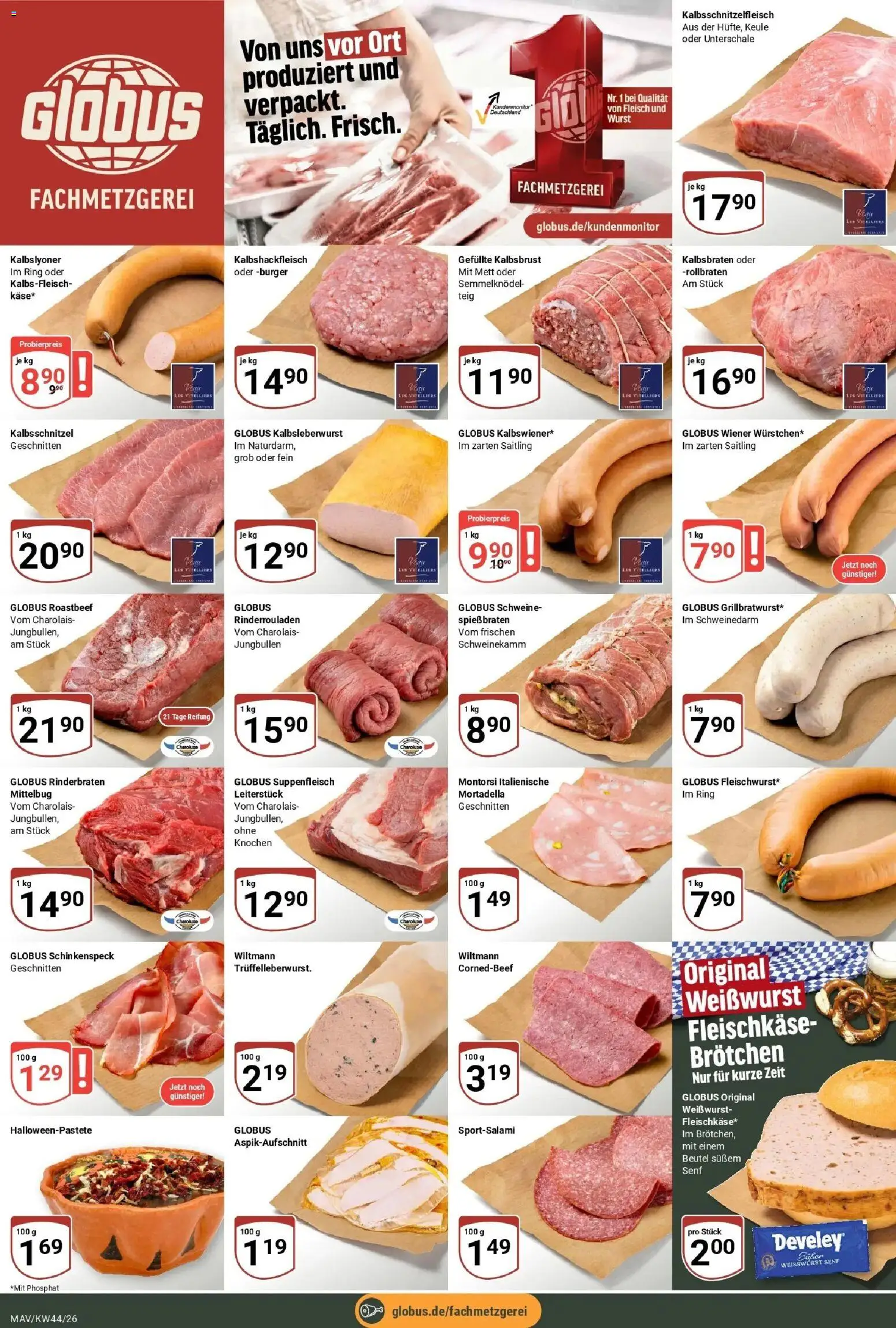 Globus Prospekt Mannheim (ab 26.10.2026) » Angebote online | Seite: 8 | Produkte: Rinderbraten, Burger, Weißwurst, Fleisch