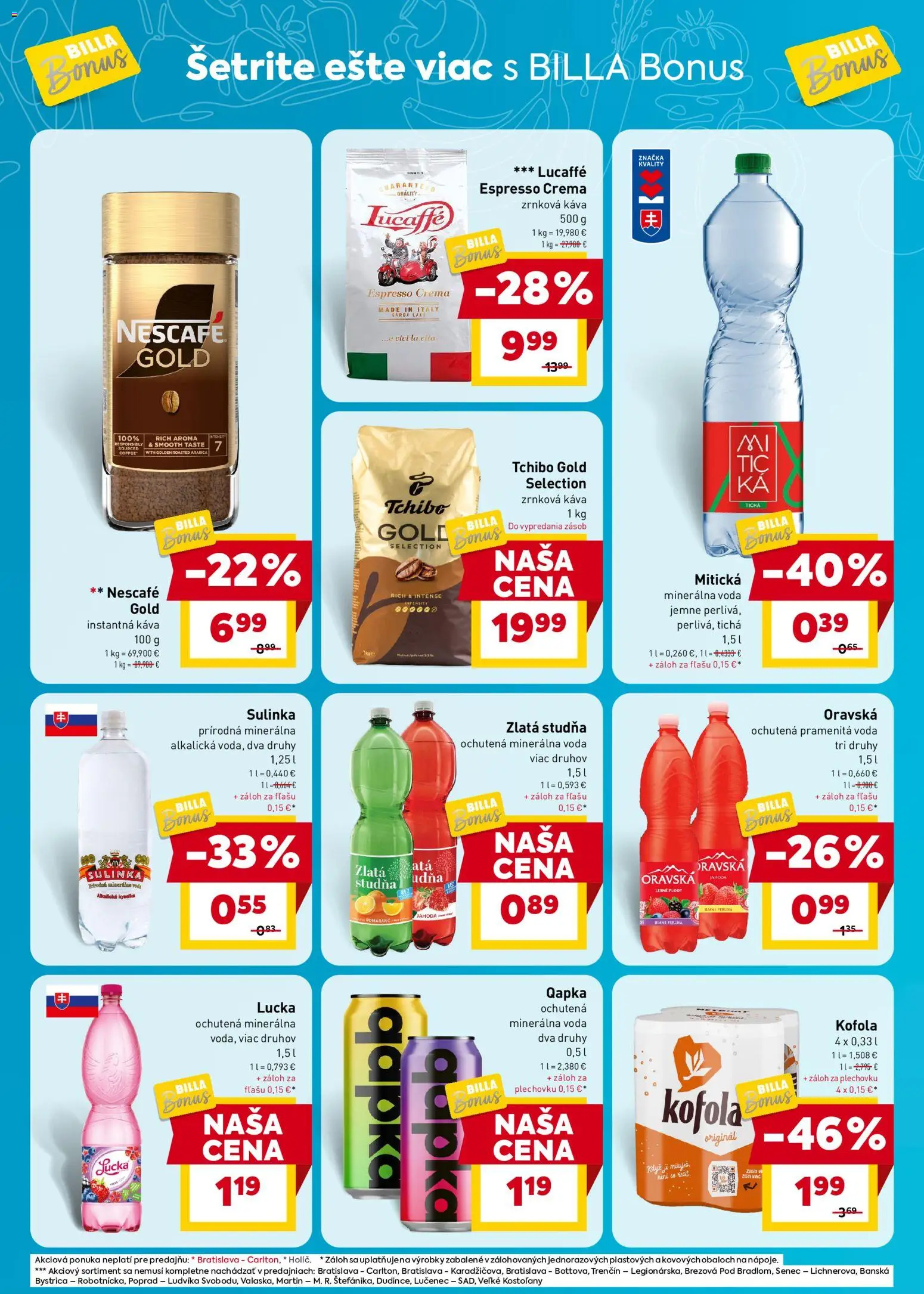 Nové Billa akcie – leták je platný od 24.06.2026 | Strana: 6 | Produkty: Káva, Lucka, Minerálna voda, Nescafé Gold