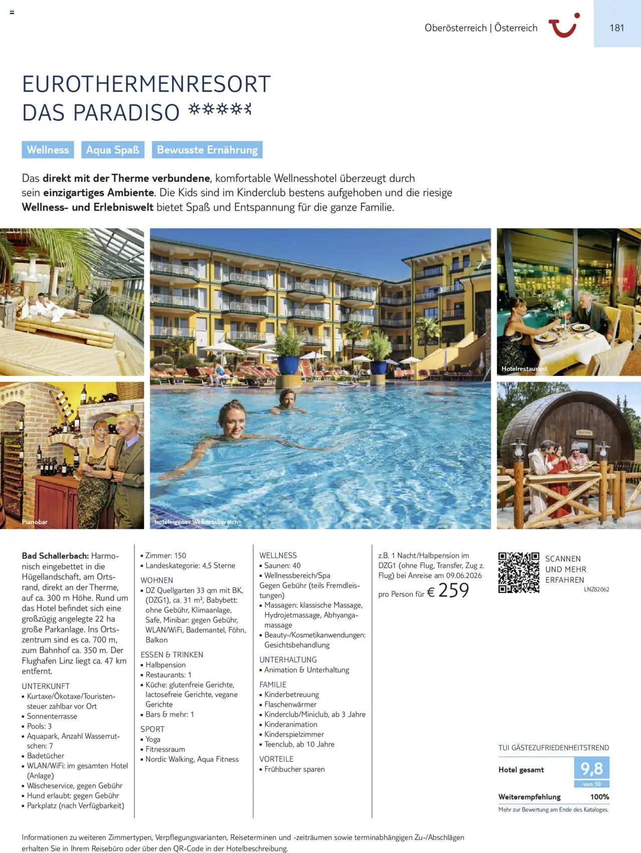 TUI Urlaub mit eigener Anreise 2025/26 – gültig ab 01.11.2025 | Seite: 181 | Produkte: Babybett, Bad, Küche, Gerichte