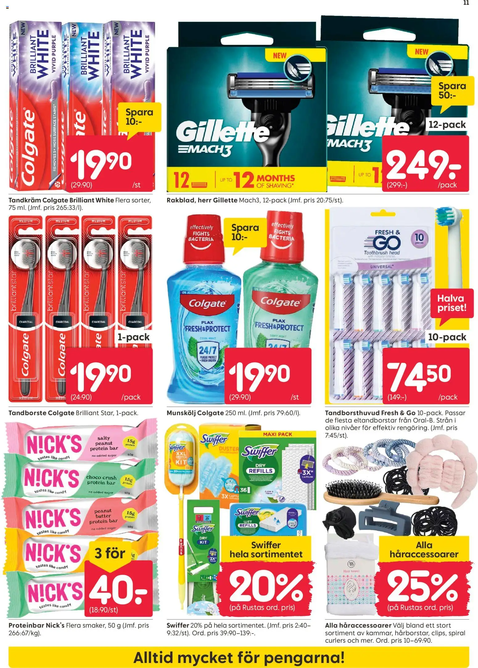 Rusta reklamblad aktuell från 31/08/2026 | Sida: 11 | Produkter: Munskölj, Tandkräm, Proteinbar, Protein