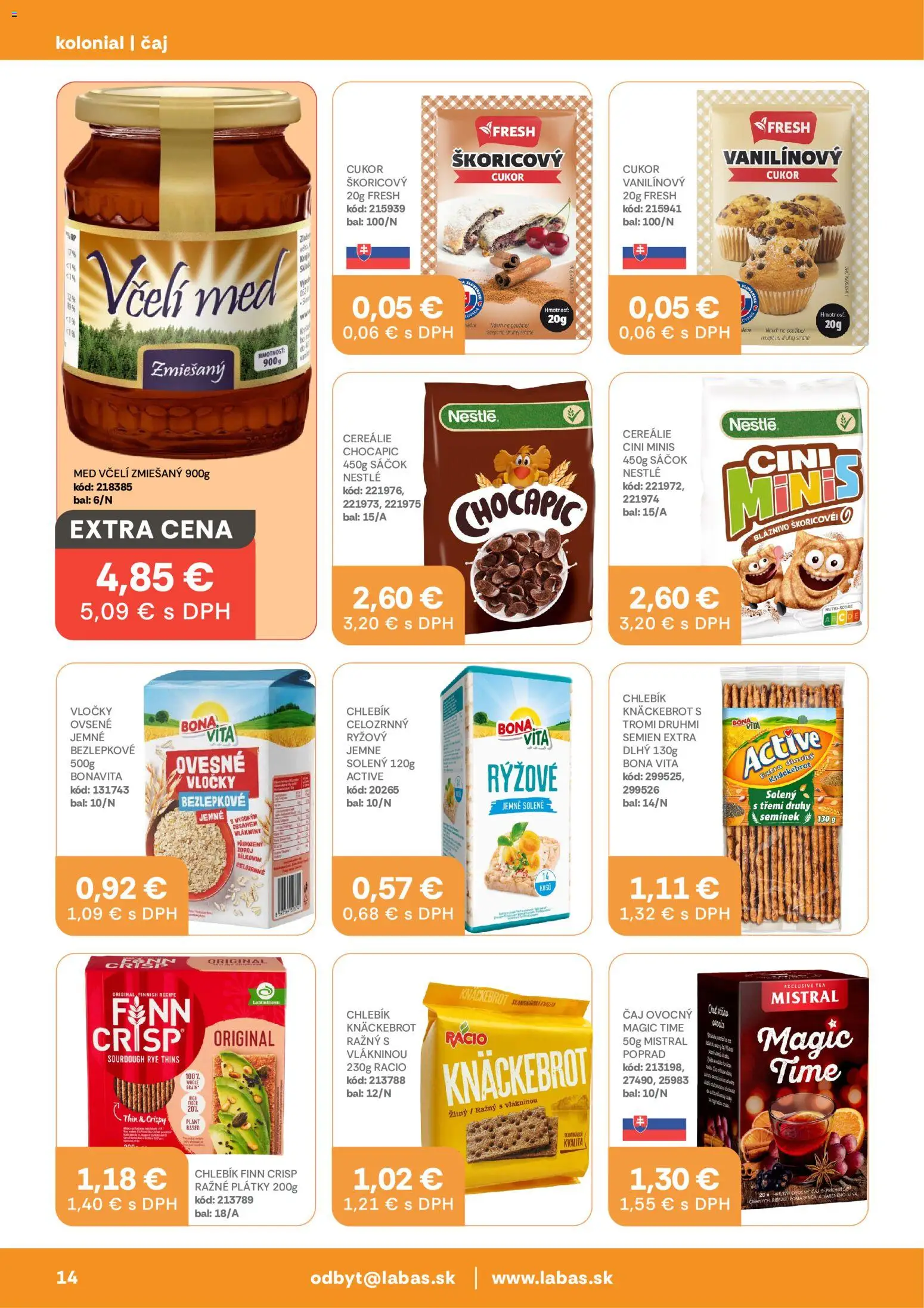 Nové Labaš akcie – leták je platný od 09.10.2026 | Strana: 14 | Produkty: Cukor, Cini Minis, Cereálie, Vločky