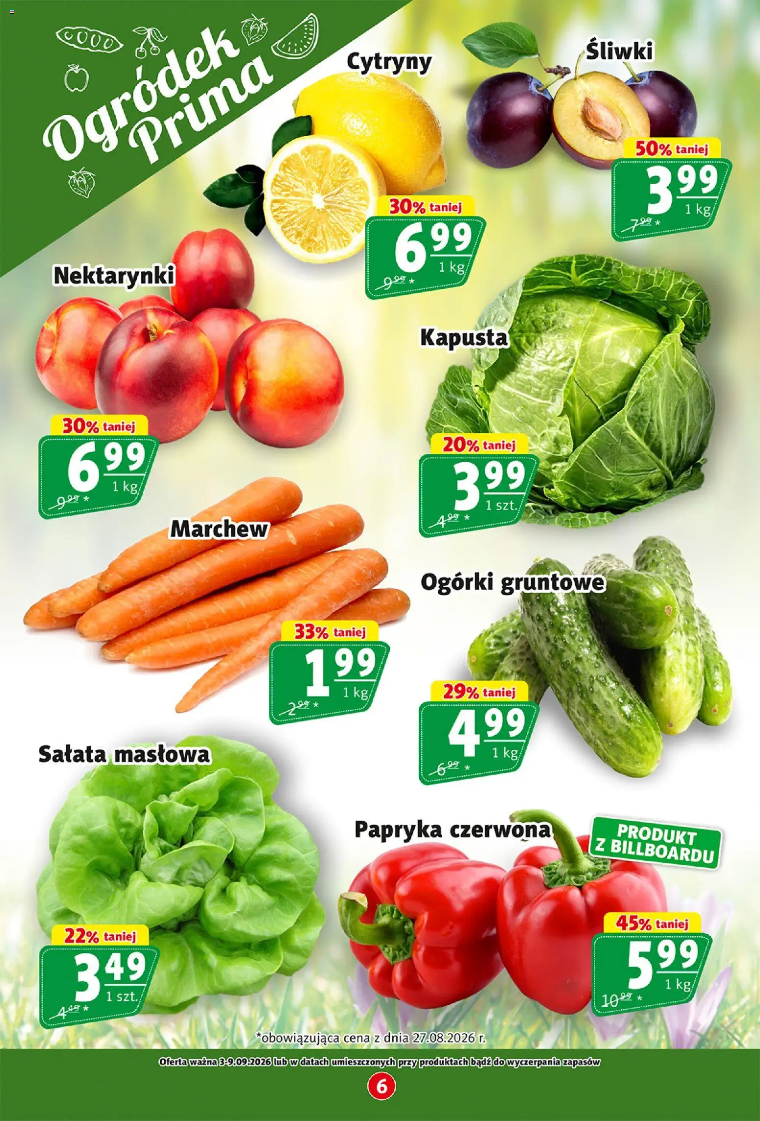 Prim Market gazetka od 03.09.2026 | Strona: 6 | Produkty: Nektarynki, Cytryny, Papryka czerwona, Ogórki