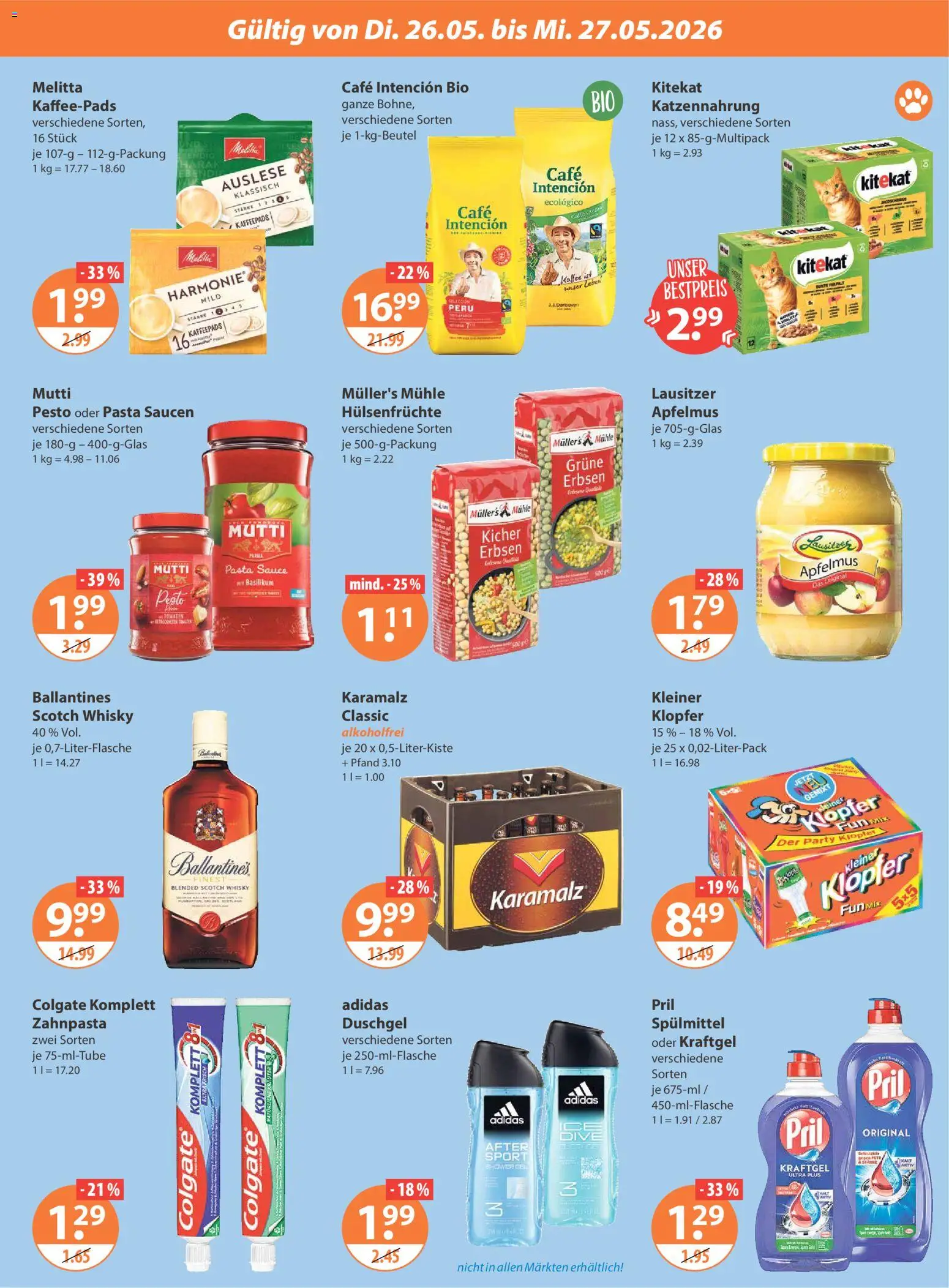 V-Markt München ab Montag – gültig ab 26.05.2026 | Seite: 3 | Produkte: Kaffeepads, Mühle, Kaffee, Pasta