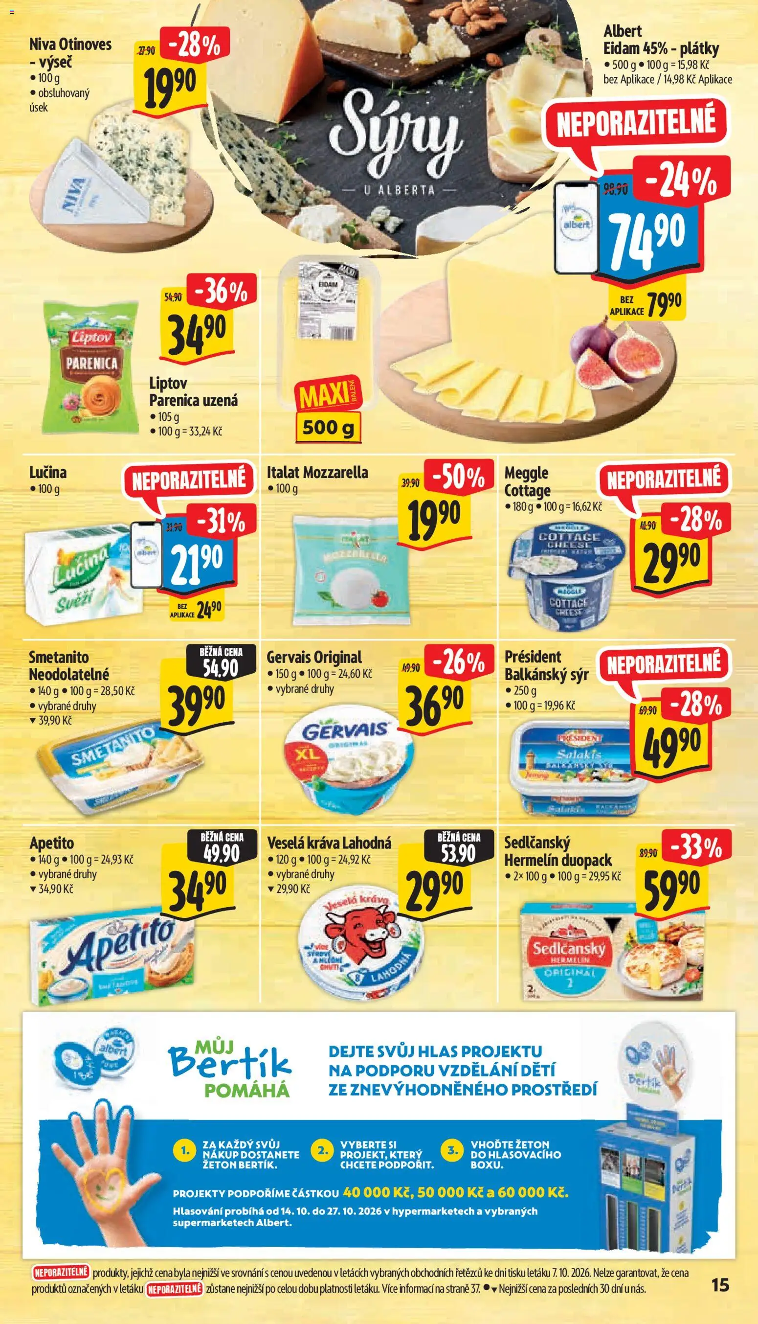 Albert leták - Hypermarket - Znojmo od 14.10.2026 | Strana: 32 | Produkty: Parenica, Sýr, Balkánský sýr, Cottage