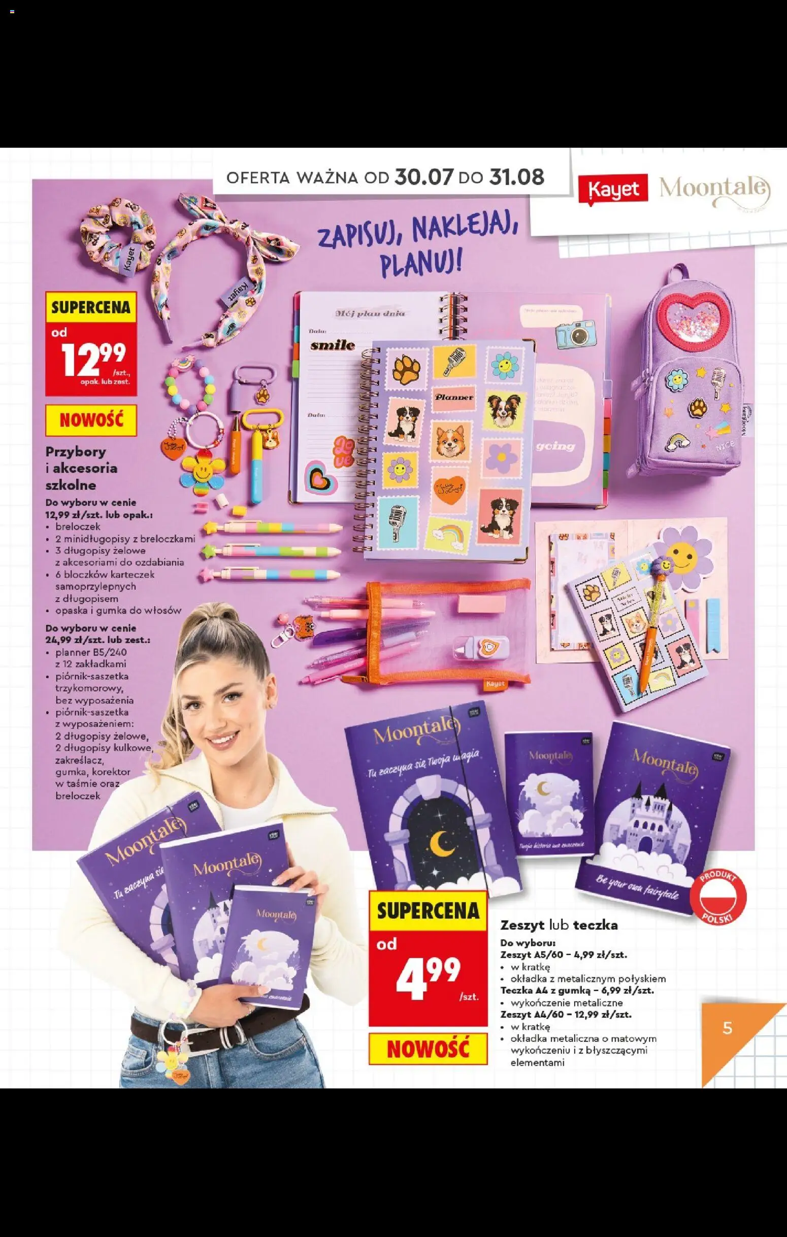 Biedronka gazetka - Do mojej szkoły idę od 20.07.2026 | Strona: 5 | Produkty: Notebook, Zeszyt, Korektor, Długopisy