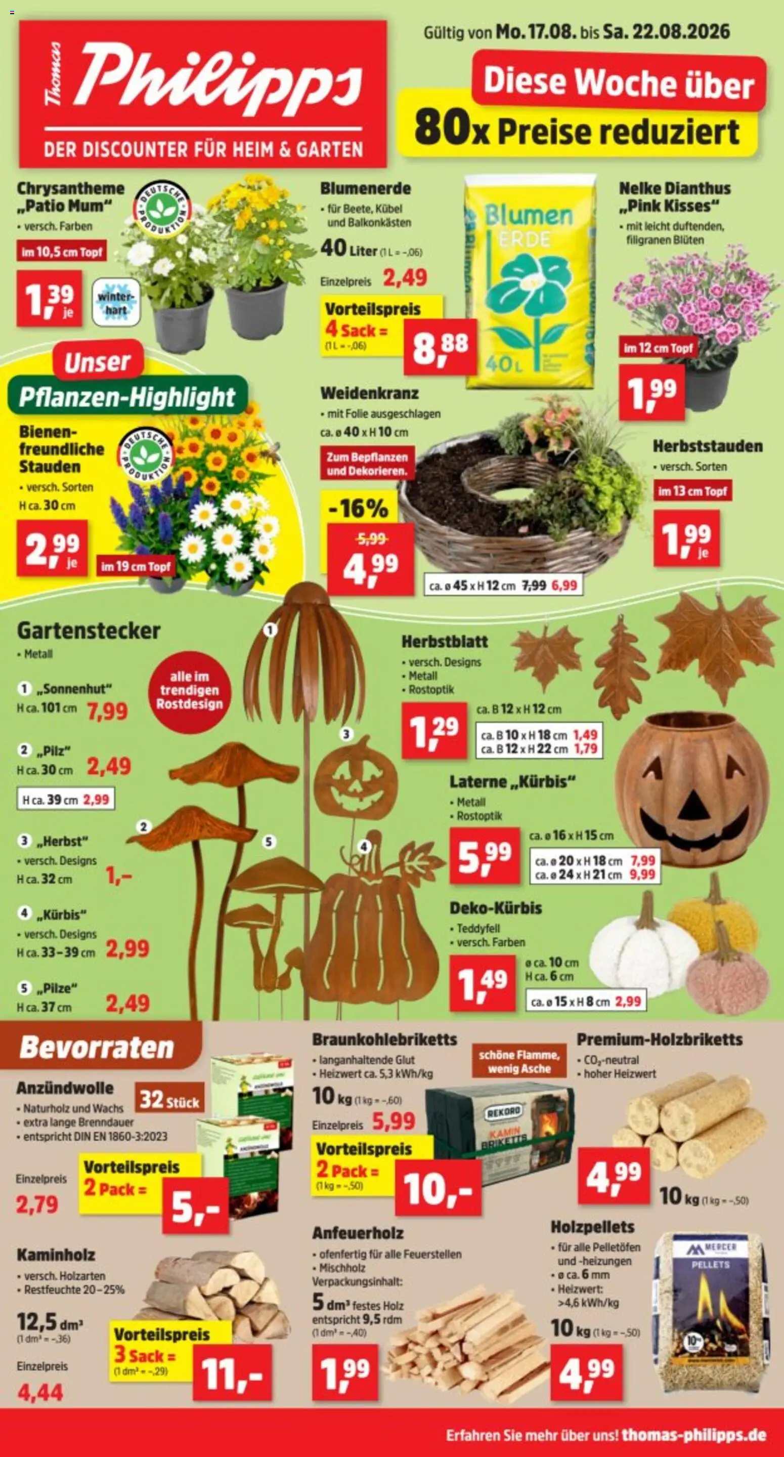 Thomas Philipps Prospekt – gültig ab 17.08.2026 | Seite: 1 | Produkte: Kamin, Blumen, Blumenerde