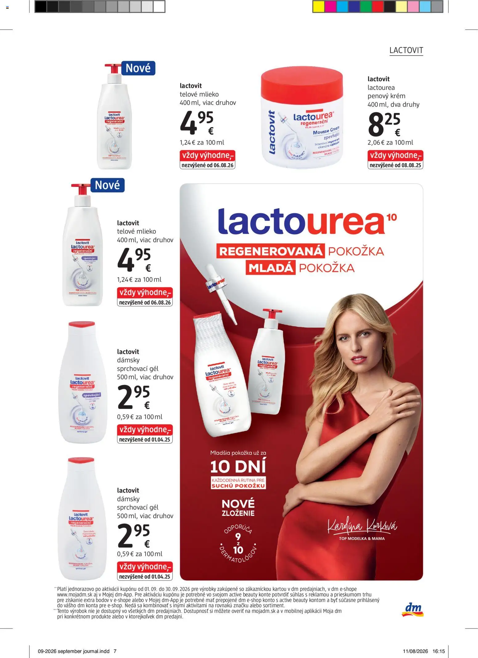 Nové dm drogerie akcie – leták je platný od 01.09.2026 | Strana: 7 | Produkty: Mlieko, Telové mlieko, Krém, Lactovit