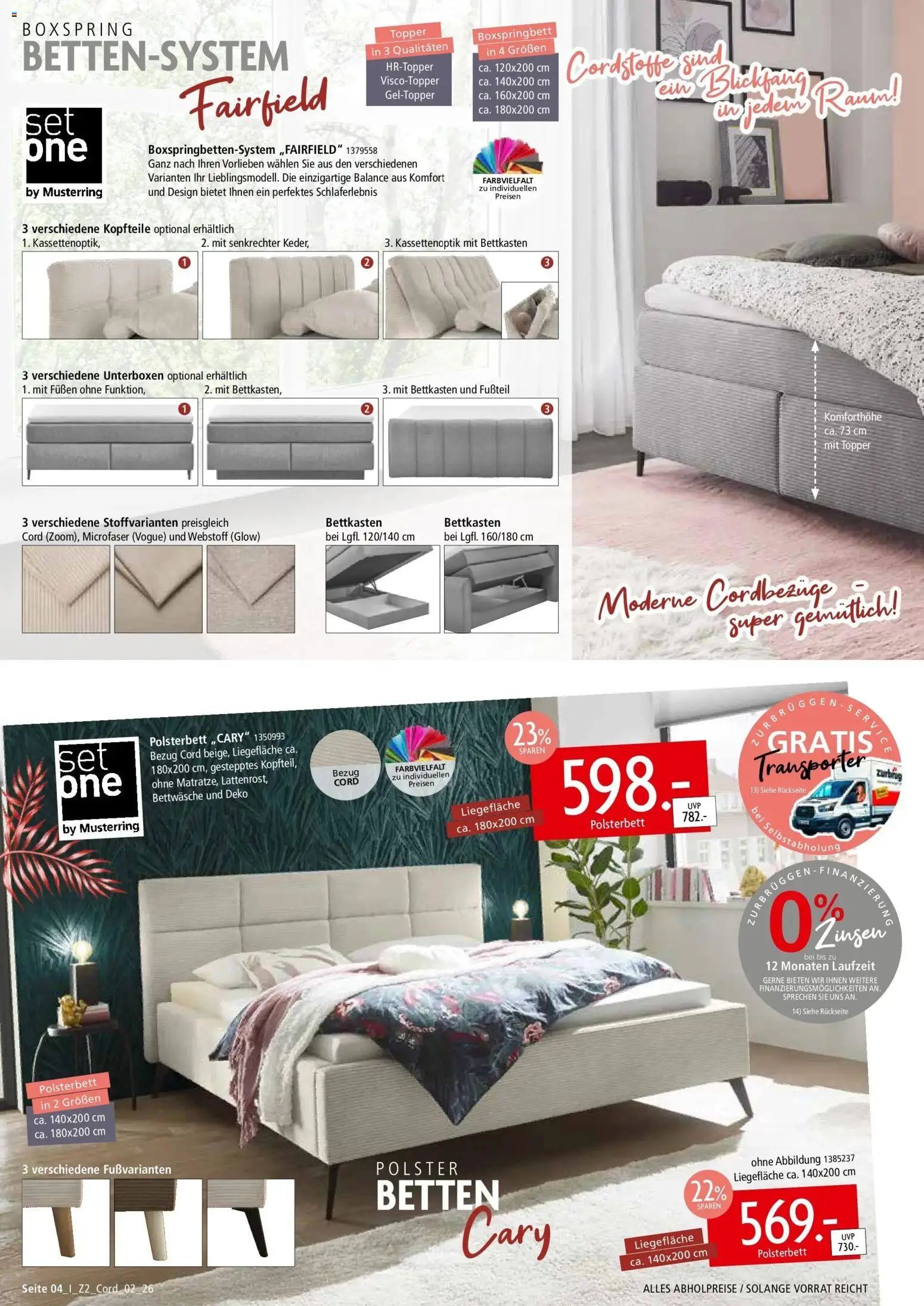 Zurbrüggen Mitnahme Möbel – gültig ab 01.09.2026 | Seite: 4 | Produkte: Boxspringbett, Polsterbett, Topper, Bettwäsche