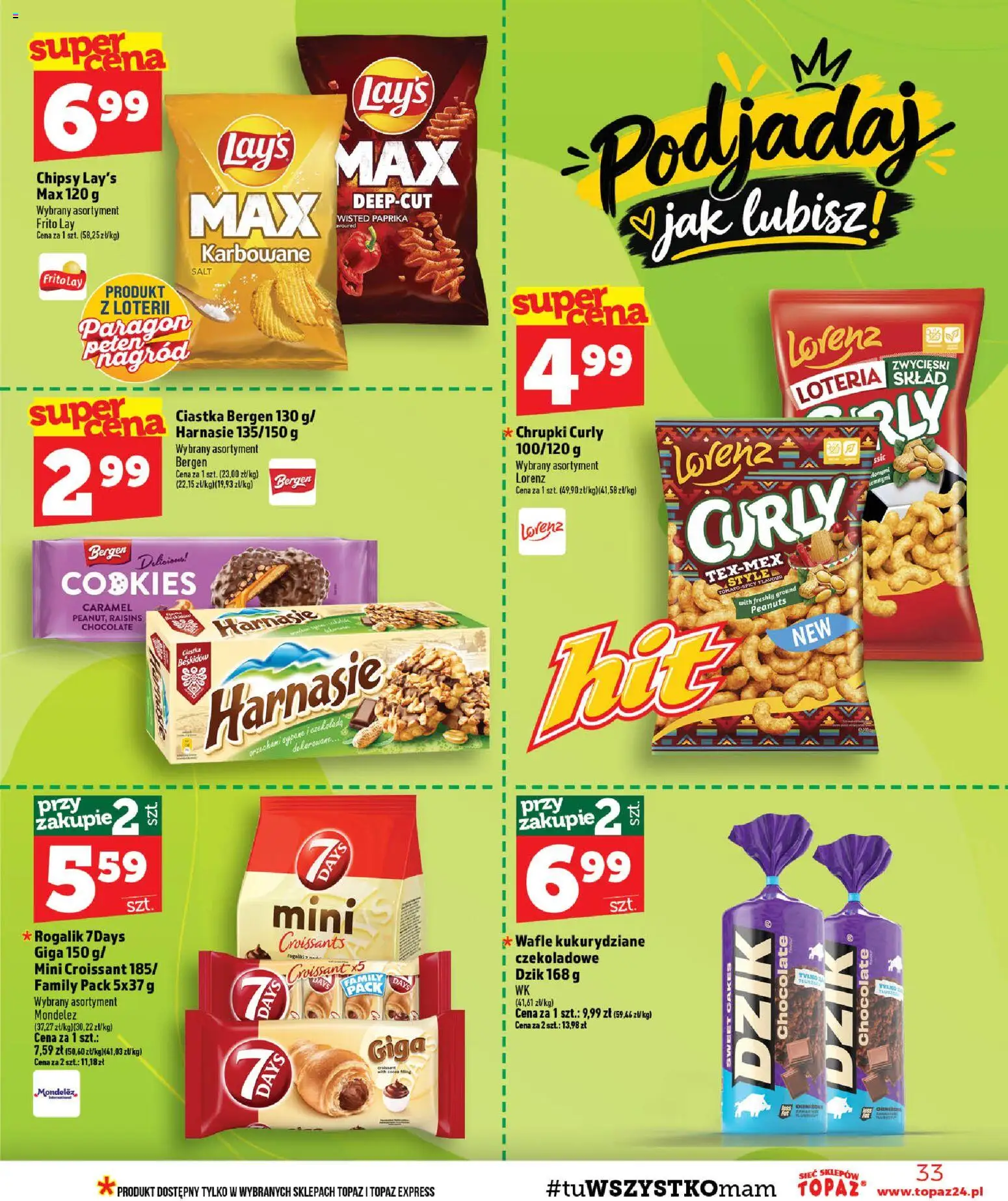 Topaz gazetka - MAZ od 10.09.2026 | Strona: 33 | Produkty: Croissant, Chipsy, Wafle, Czekolada