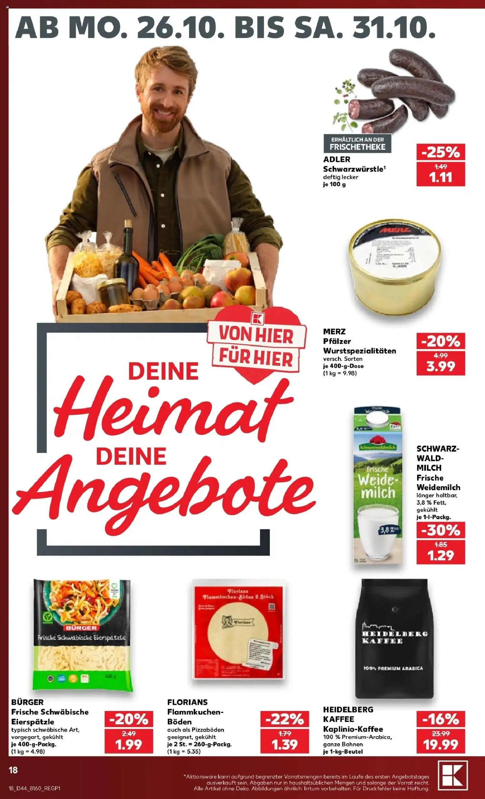 Prospekt Kaufland ab 26.10.2026 » Angebote Online zum Blättern | Seite: 22 | Produkte: Milch, Kaffee, Burger