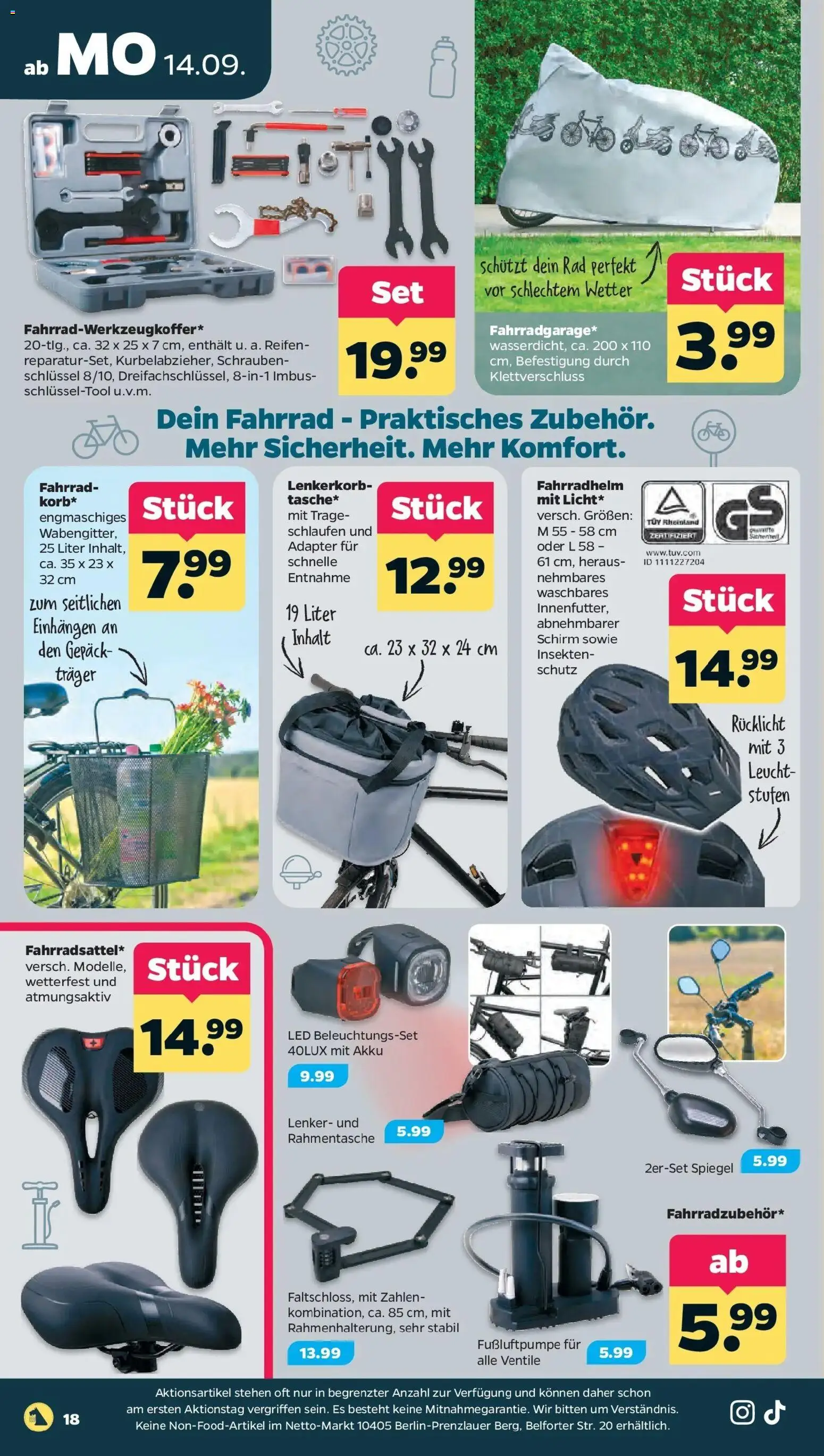 Netto Aktueller Prospekt ab 14.09.2026 → Angebote nächste Woche | Seite: 20 | Produkte: Adapter, Spiegel, Fahrradhelm