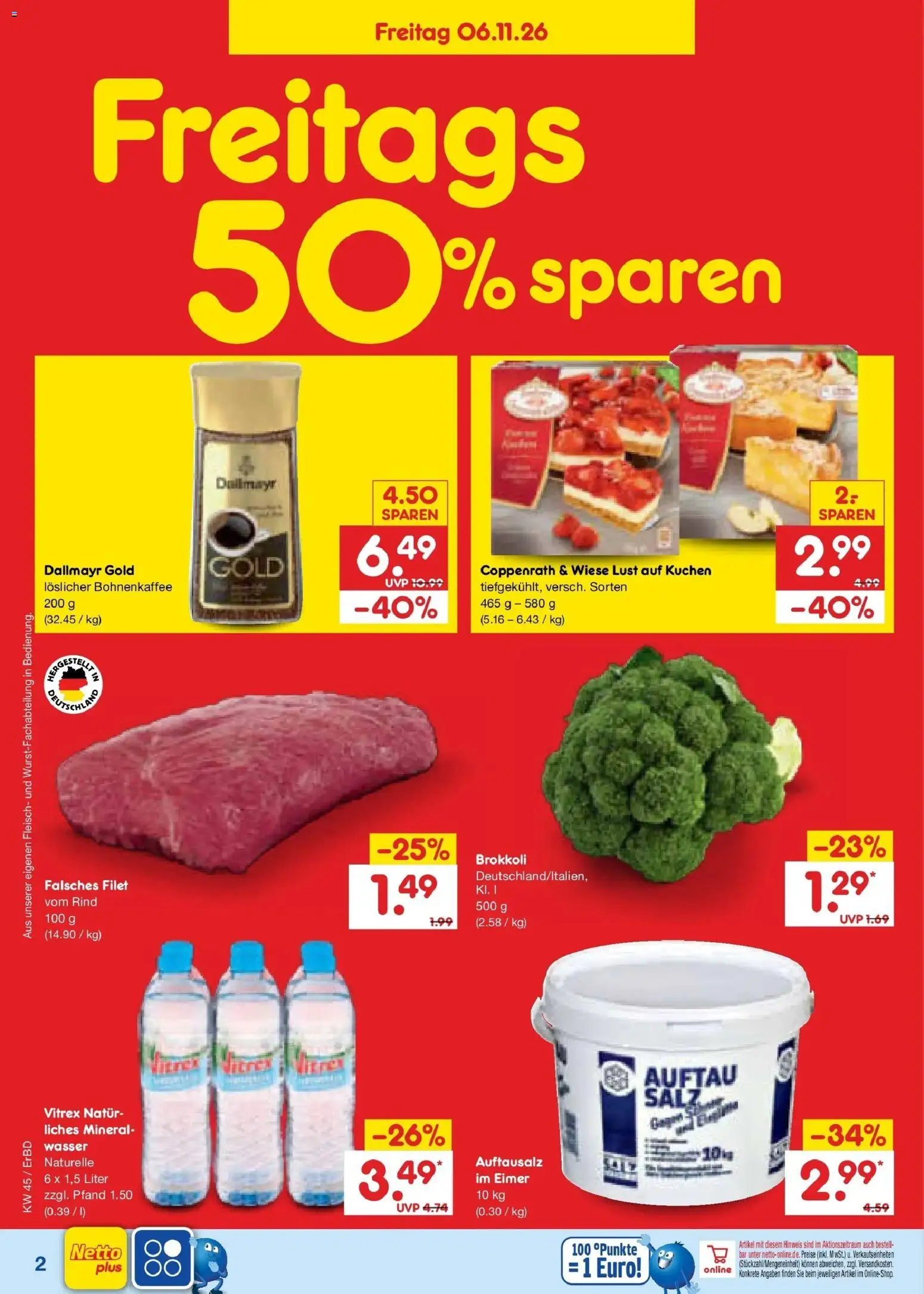 Netto Marken-Discount Prospekt Weimar (ab 02.11.2026) » Angebote | Seite: 62 | Produkte: Dallmayr, Brokkoli, Salz, Fleisch