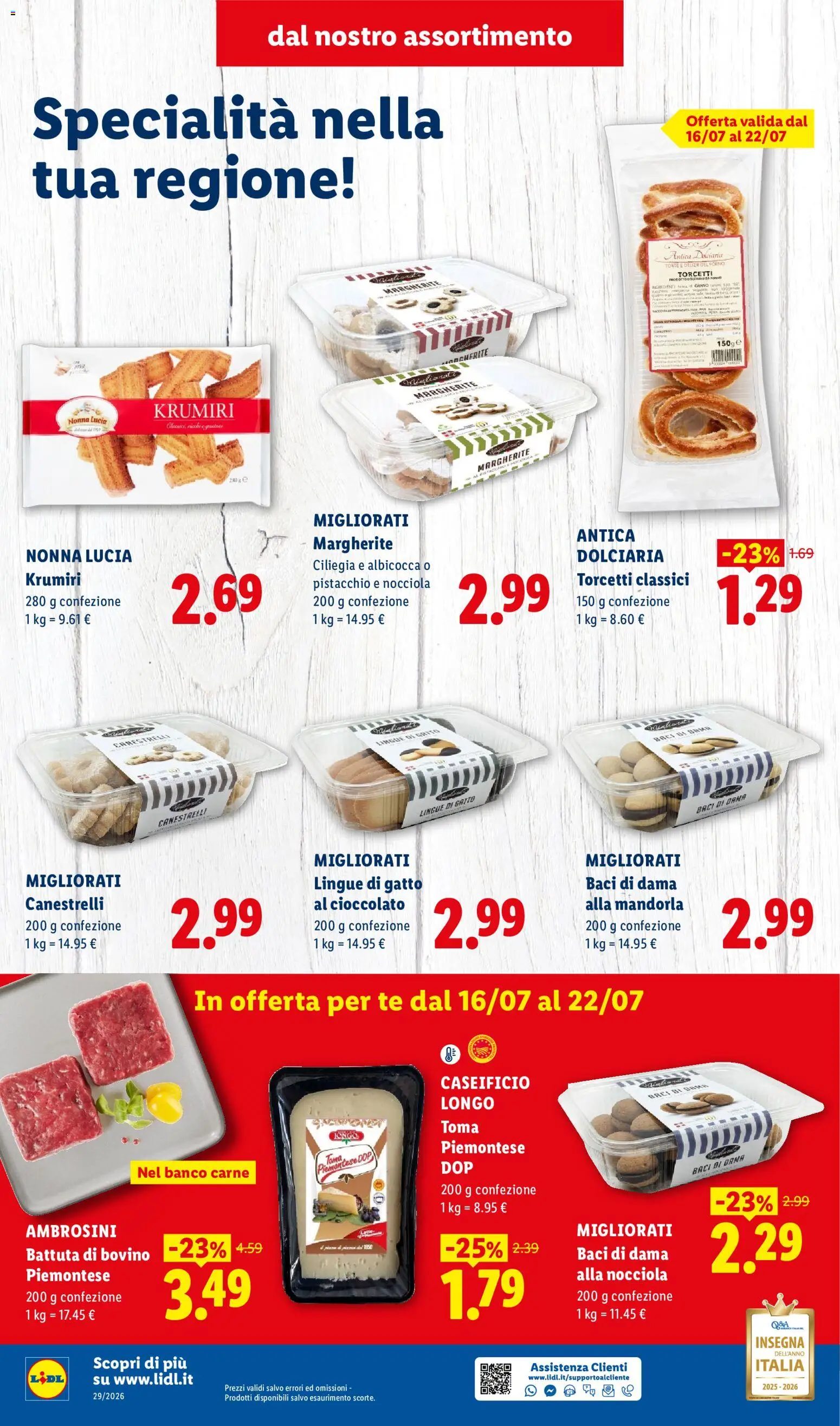 Volantino Lidl del 16/07/2026 | Pagina: 4 | Prodotti: Bovino, Cioccolato, Tè, Canestrelli
