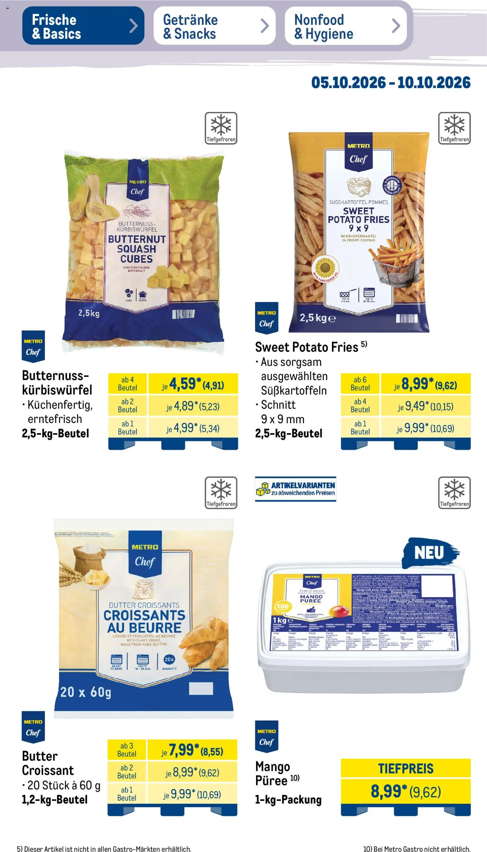 Metro Prospekt – gültig ab 05.10.2026 | Seite: 17 | Produkte: Butter, Pommes, Croissant, Mango