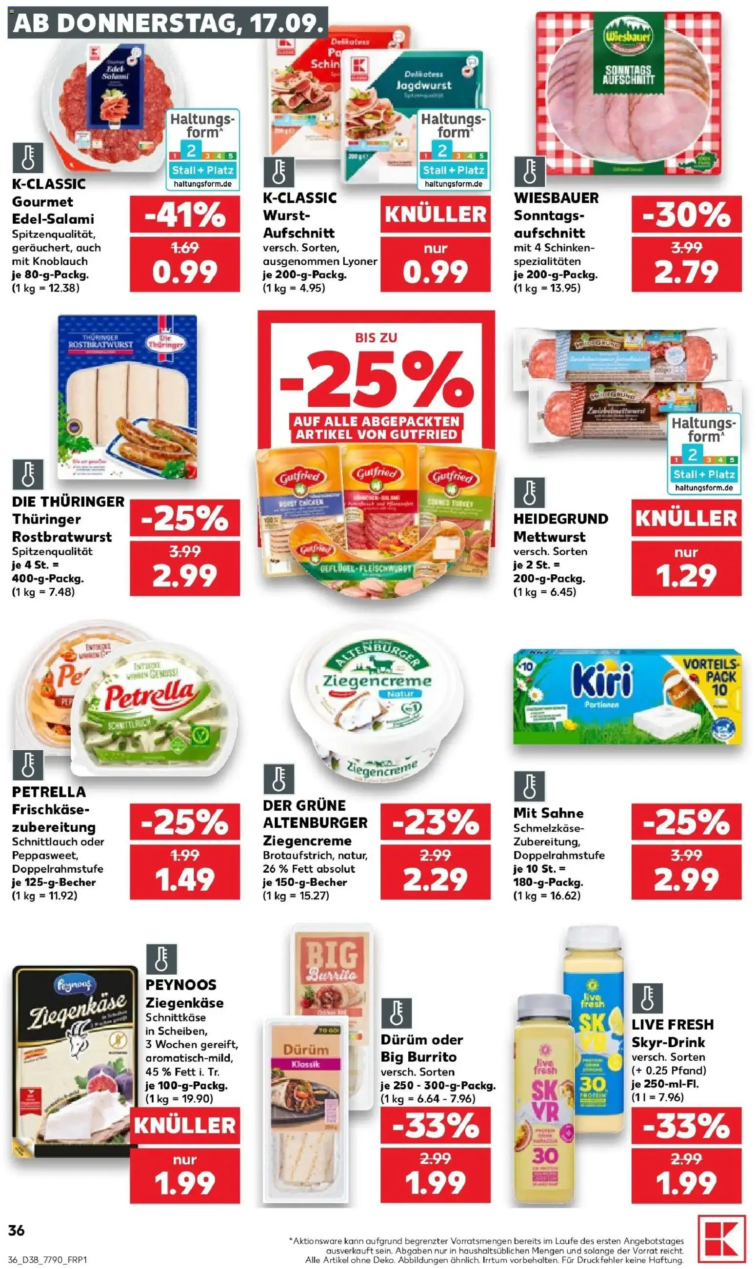 Prospekt Kaufland ab 14.09.2026 » Angebote Online zum Blättern | Seite: 48 | Produkte: Ziegenkäse, Wurst, Knoblauch, Sahne