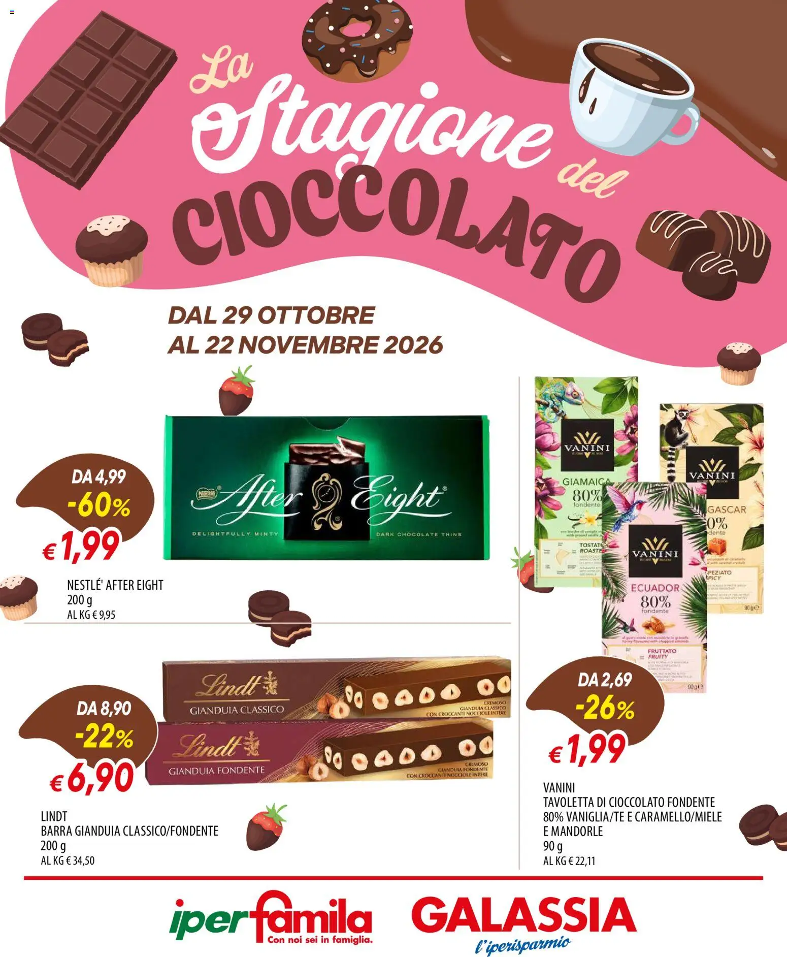 Volantino Galassia del 29/10/2026 | Pagina: 1 | Prodotti: Cioccolato, Lindt, Mandorle, Tavoletta