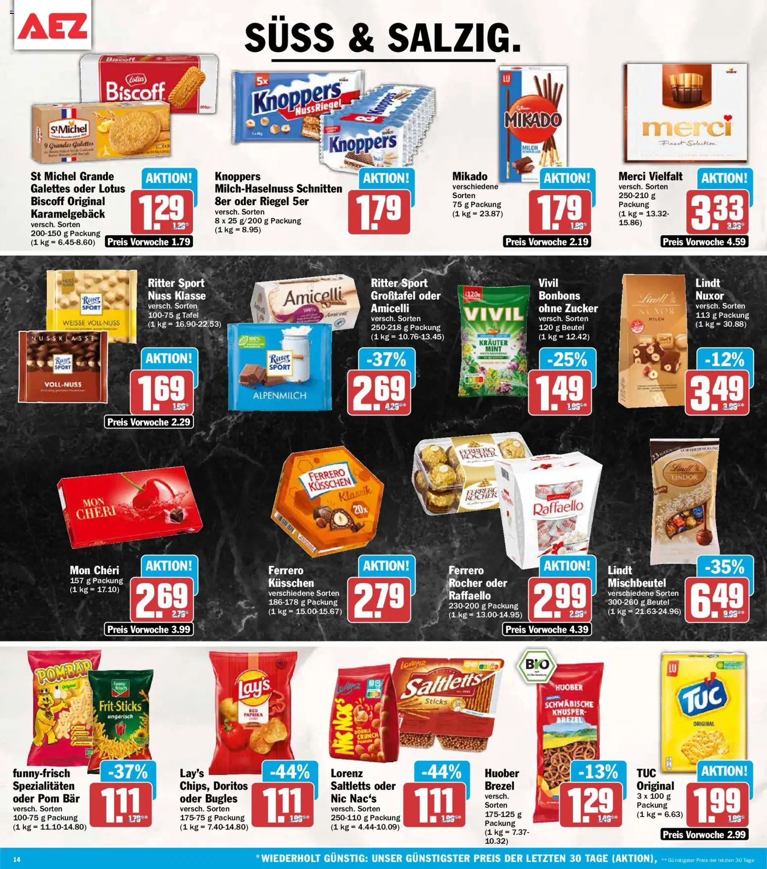 AEZ Prospekt – gültig ab 02.11.2026 | Seite: 14 | Produkte: Raffaello, Ritter sport, Lindor, Knoppers