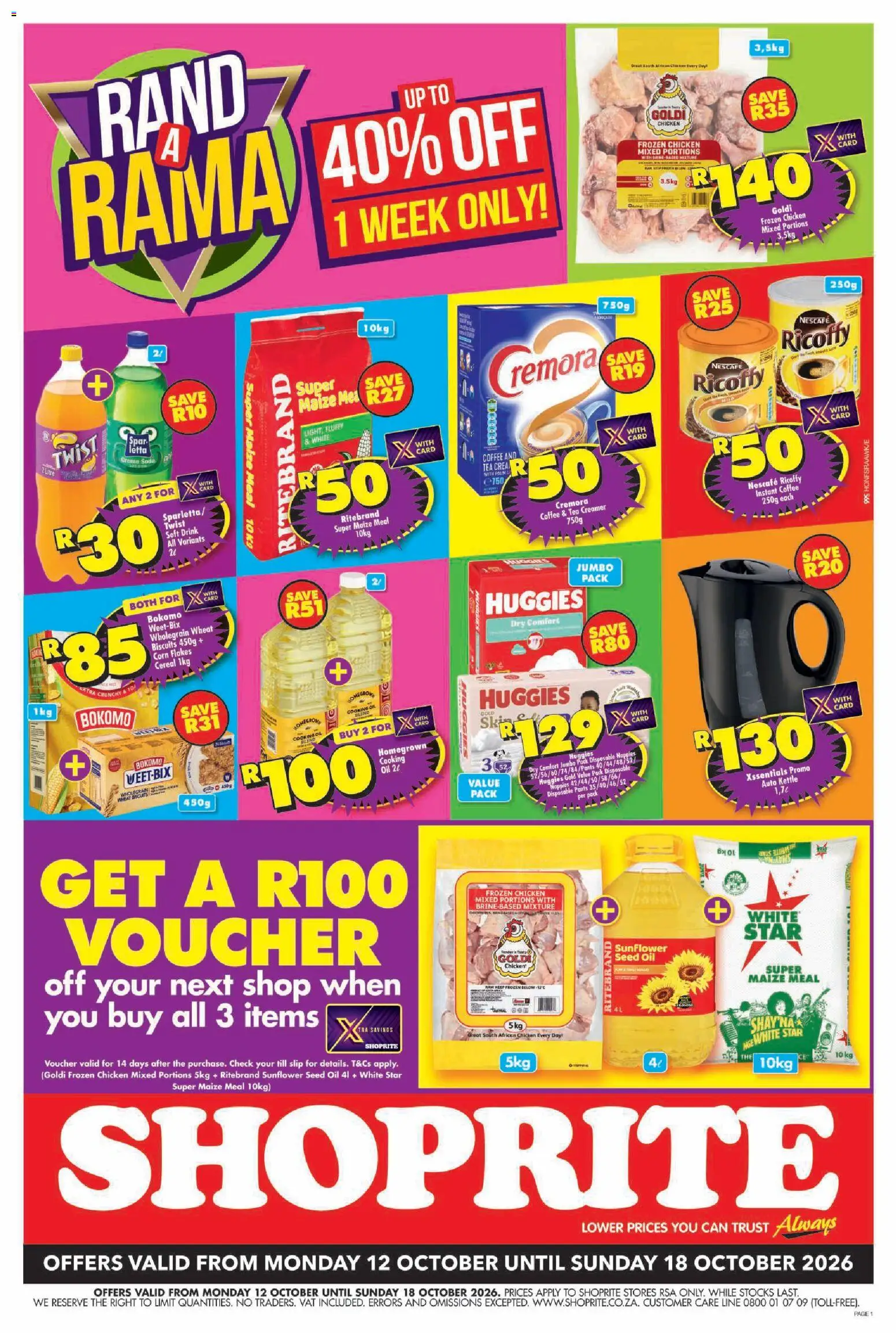 New Shoprite catalogue – valid from 12/10/2026 | Page: 1 | Products: Kettle, Oil, Coffee, Flakes