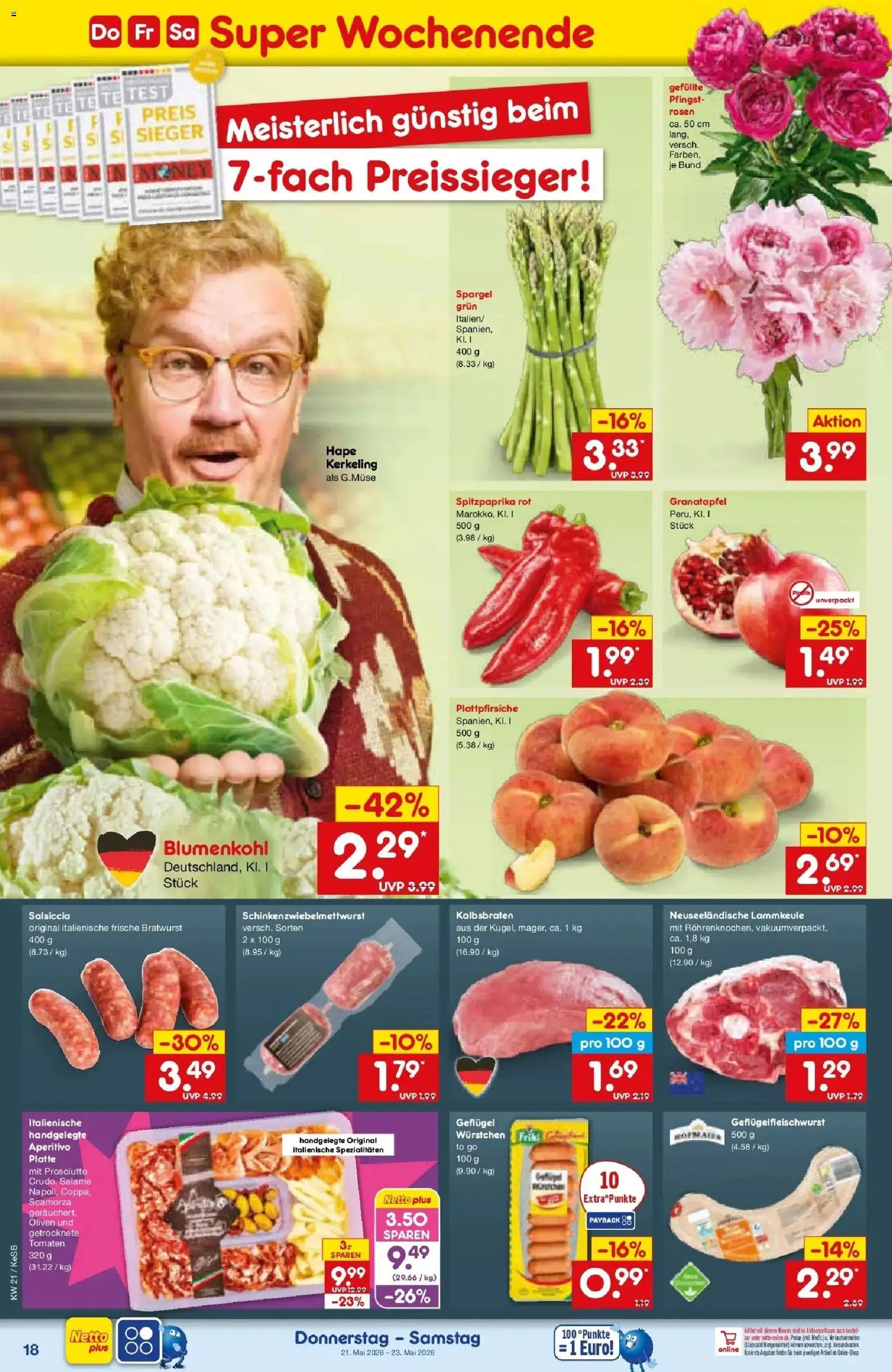 Netto Marken-Discount Prospekt Bonn	 – gültig ab 17.05.2026 | Seite: 20 | Produkte: Bratwurst, Tomaten, Spargel, Blumenkohl