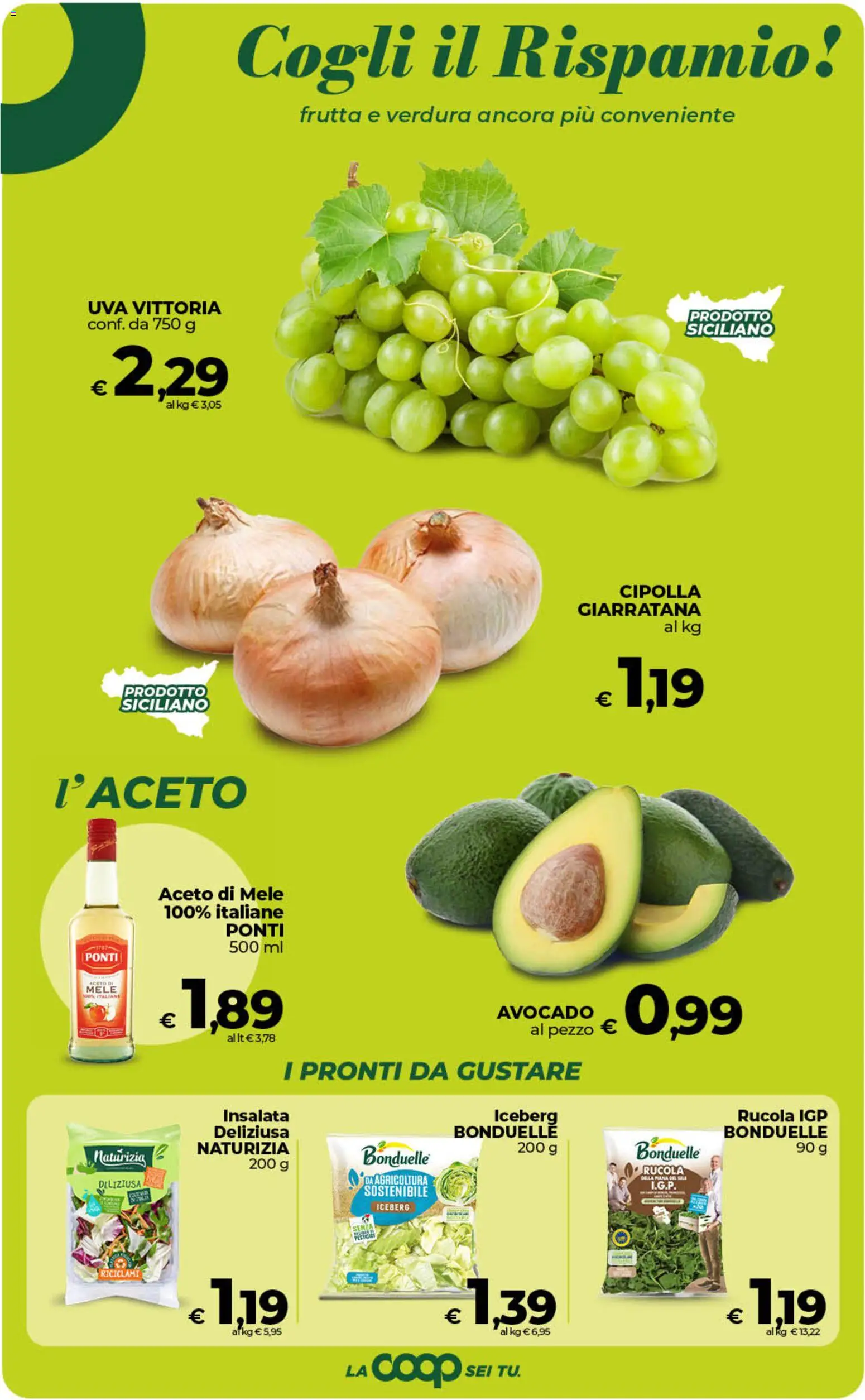 Volantino COOP del 21/07/2026 | Pagina: 11 | Prodotti: Aceto di mele, Insalata, Avocado, Uva