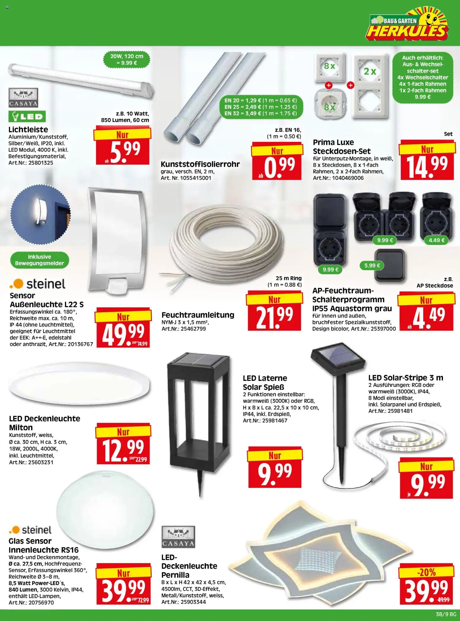 HERKULES Bau & Garten – gültig ab 14.09.2026 | Seite: 9 | Produkte: Steckdose, Außenleuchte