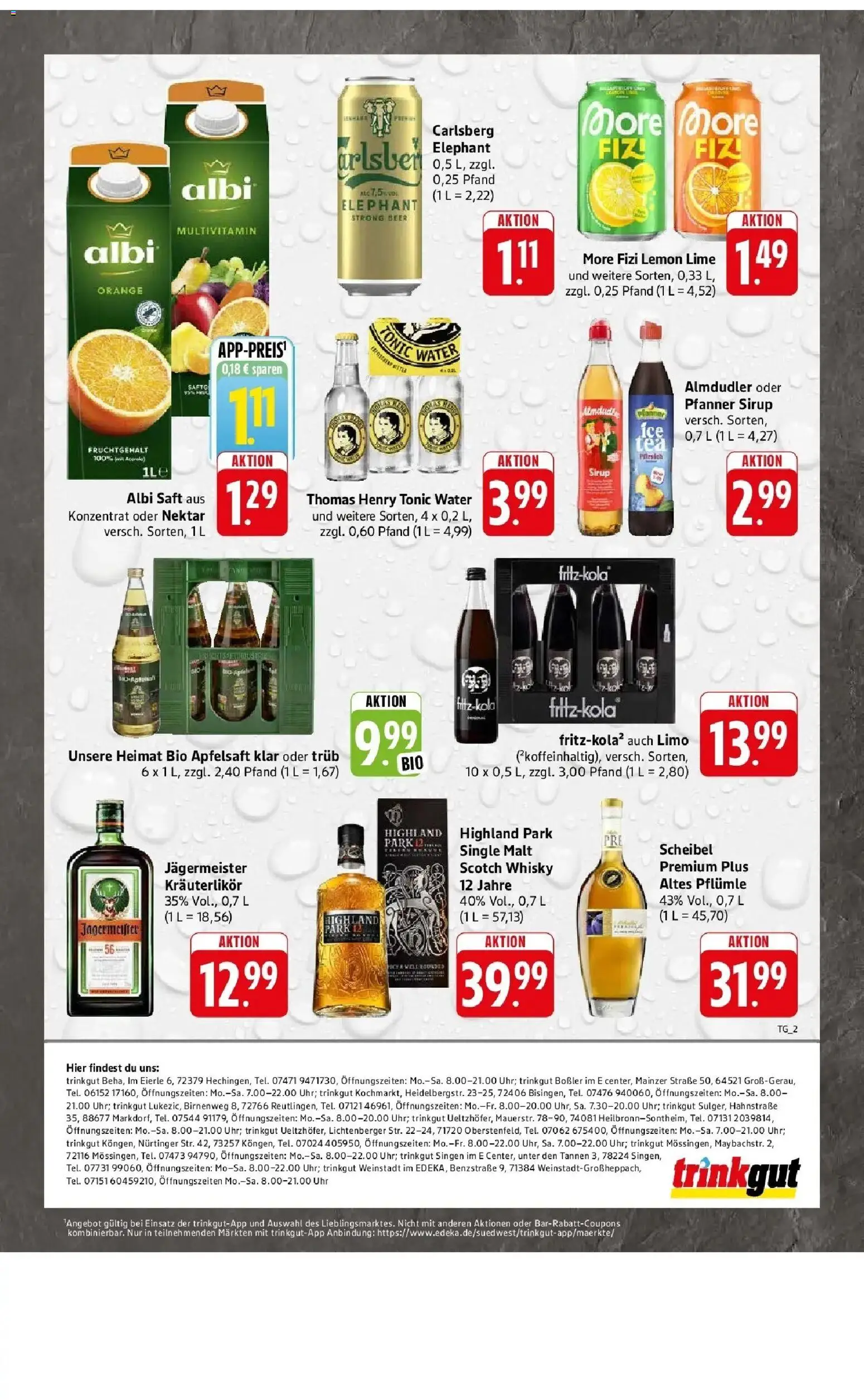 Edeka Prospekt Mössingen (ab 28.09.2026) » Angebote Online | Seite: 59 | Produkte: Sirup, Apfelsaft, Jägermeister, Saft