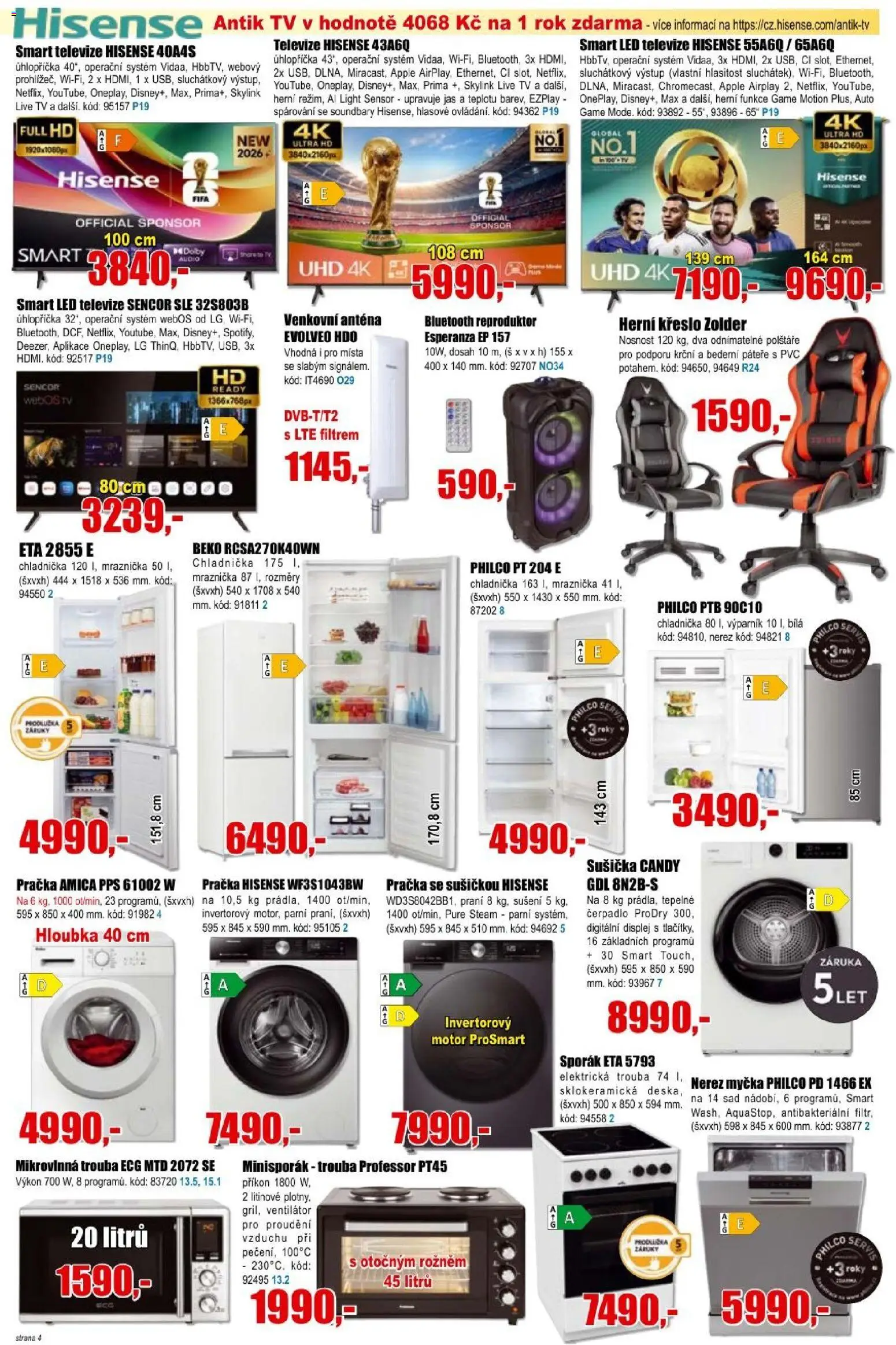 Eva supermarket leták od 24.06.2026 | Strana: 4 | Produkty: Pračka, Myčka, Reproduktor, Sušička