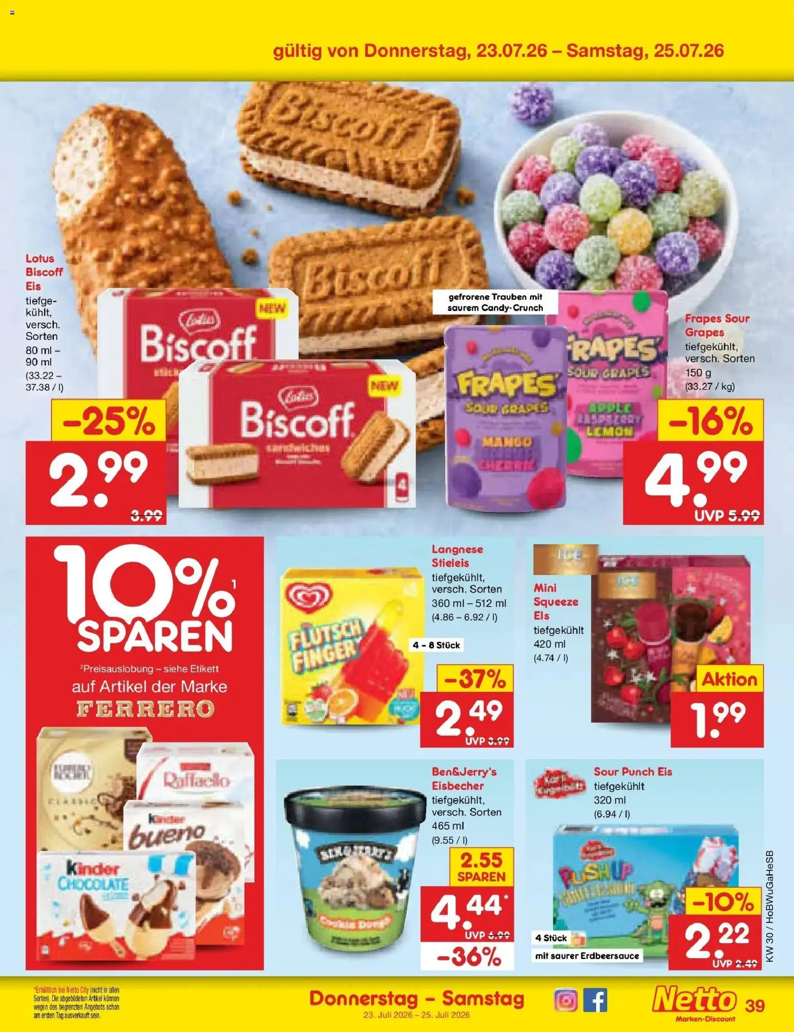 Netto Marken-Discount Prospekt Stemwede-Dielingen – gültig ab 20.07.2026 | Seite: 63 | Produkte: Raffaello, Langnese, Trauben, Eis