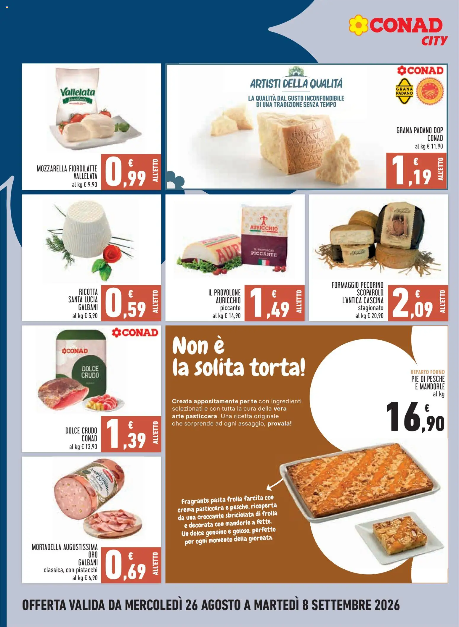 Volantino Conad del 26/08/2026 | Pagina: 4 | Prodotti: Tè, Pasta, Mortadella, Ricotta