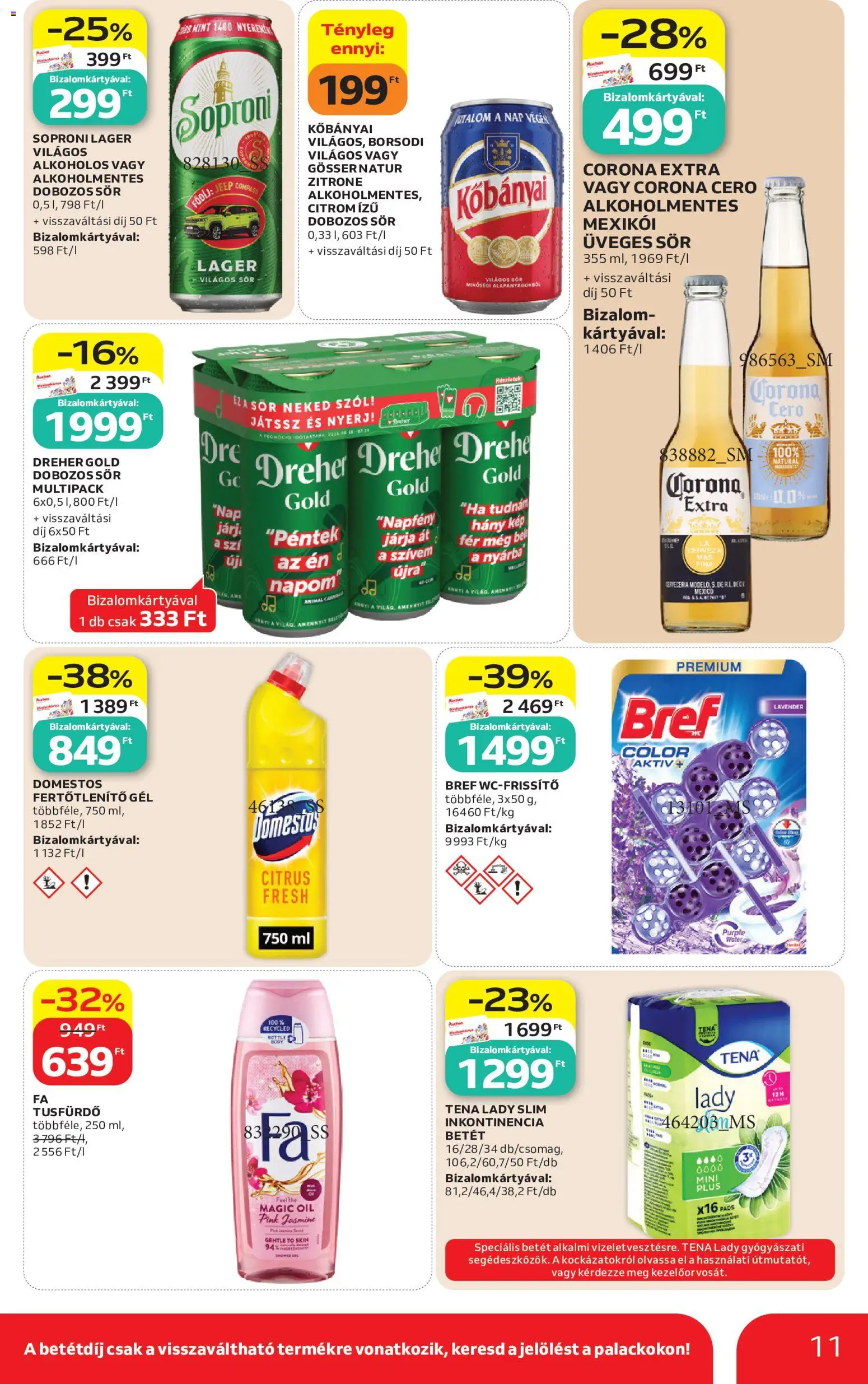 Auchan akciós ujság - amely érvényes a következő dátumtól: 2026.07.23. | Oldal: 11 | Termékek: Gösser, Sör, Tusfürdő, Citrom