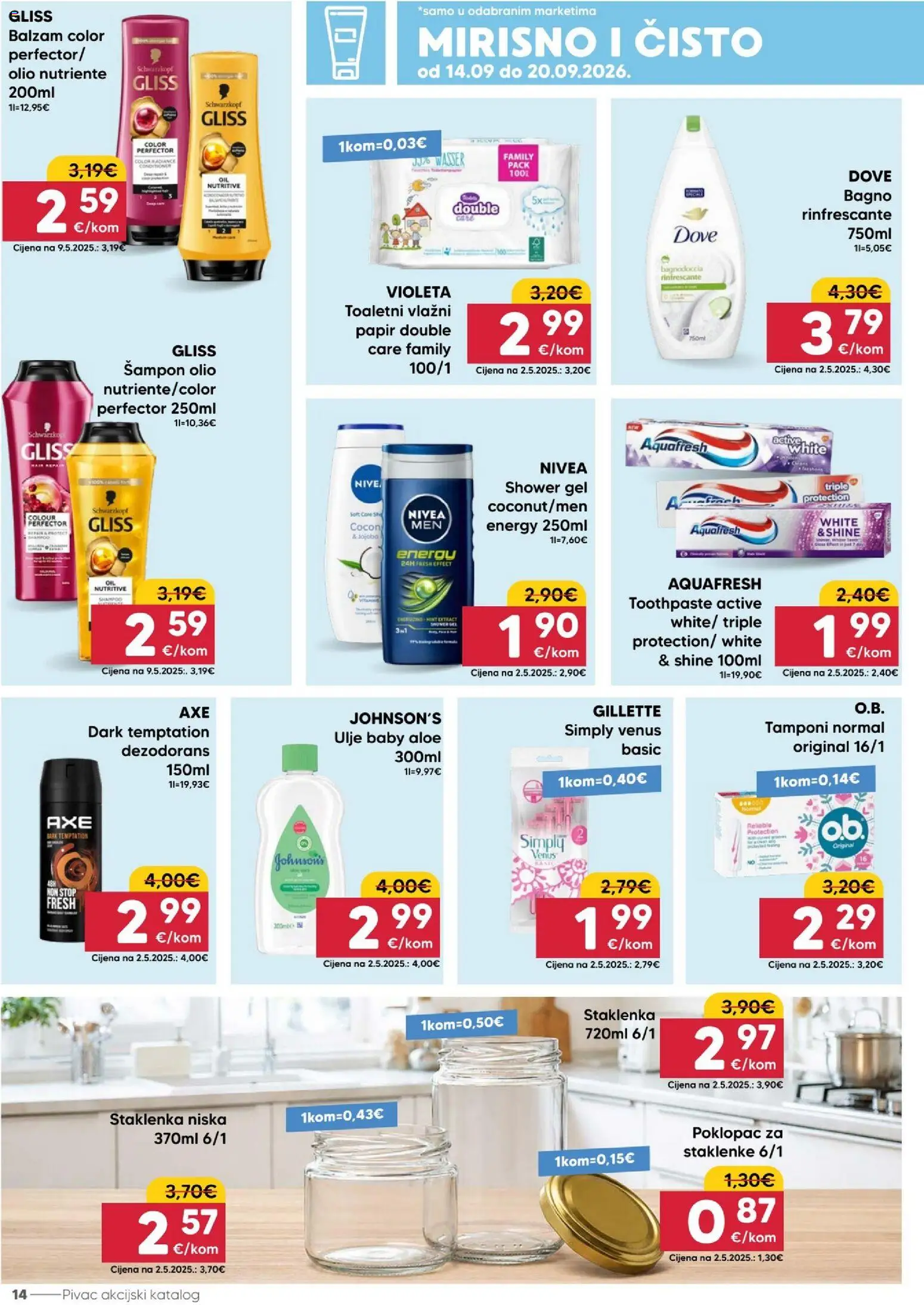 Pivac katalog | vrijedi od 14.09.2026 | Stranica: 14 | Proizvodi: Tamponi, Ulje, Staklenke, Čaše