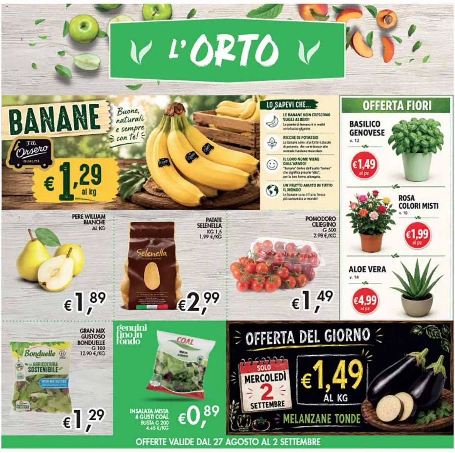 Volantino Coal del 27/08/2026 | Pagina: 2 | Prodotti: Banane, Basilico, Melanzane, Aloe vera
