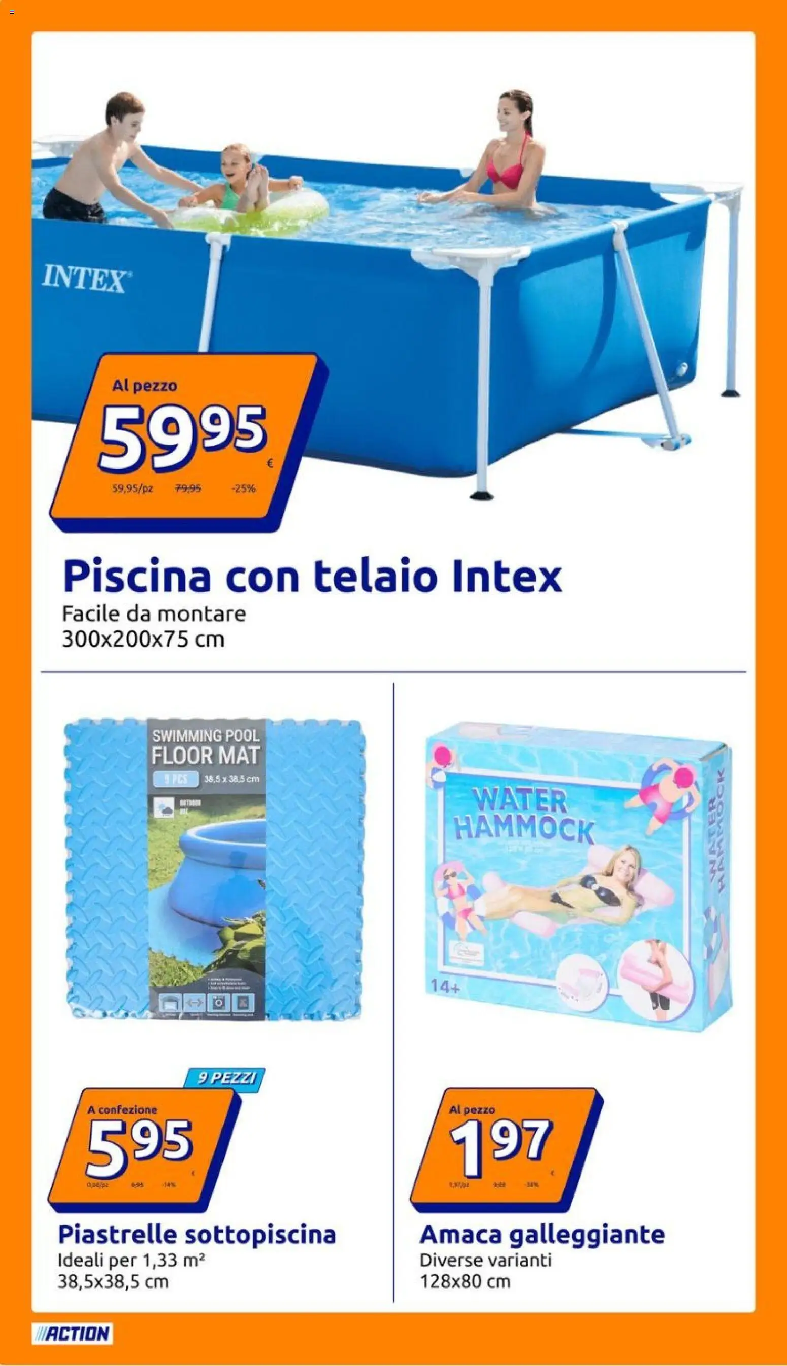 Volantino Action del 17.06.2026 | Pagina: 20 | Prodotti: Amaca, Piscina, Piastrelle