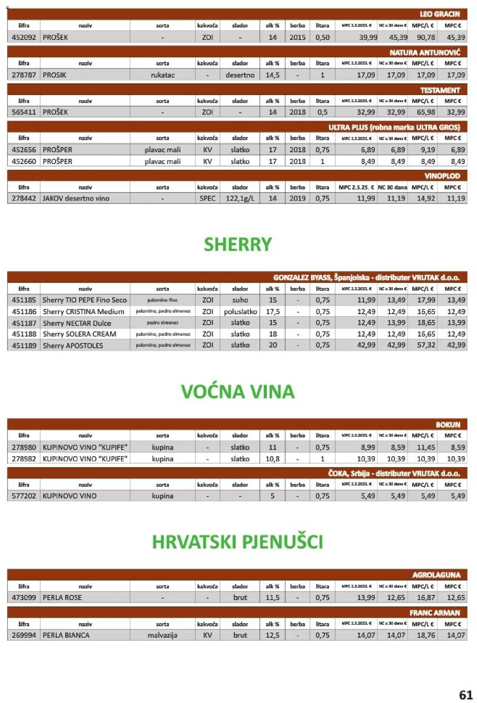 Vrutak katalog | vrijedi od 01.11.2025 | Stranica: 61 | Proizvodi: Prošek, Vino